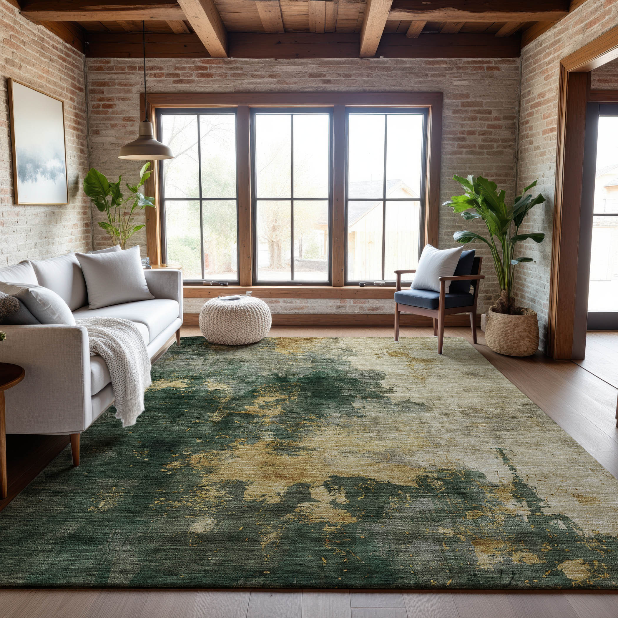 Lisbon Machine Washable Transitional Fern Green Rug 2'6" x 3'10" #shape_Rectangle
