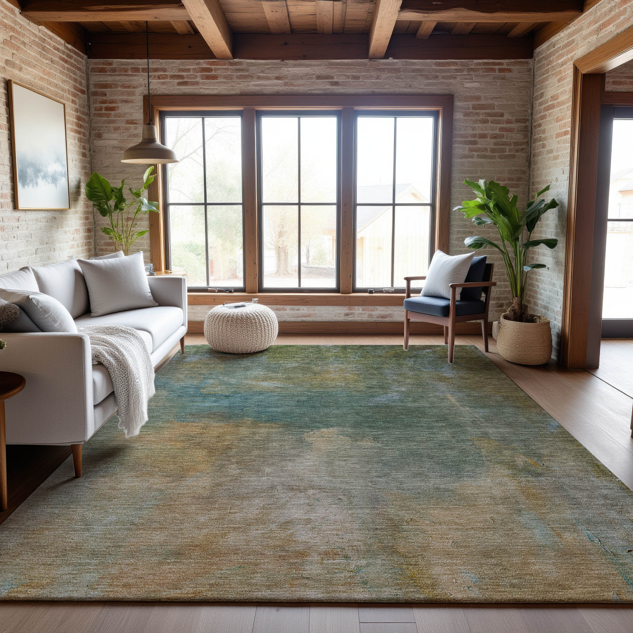 Tallinn Machine Washable Transitional Aloe Green Rug 2'6" x 3'10" #shape_Rectangle