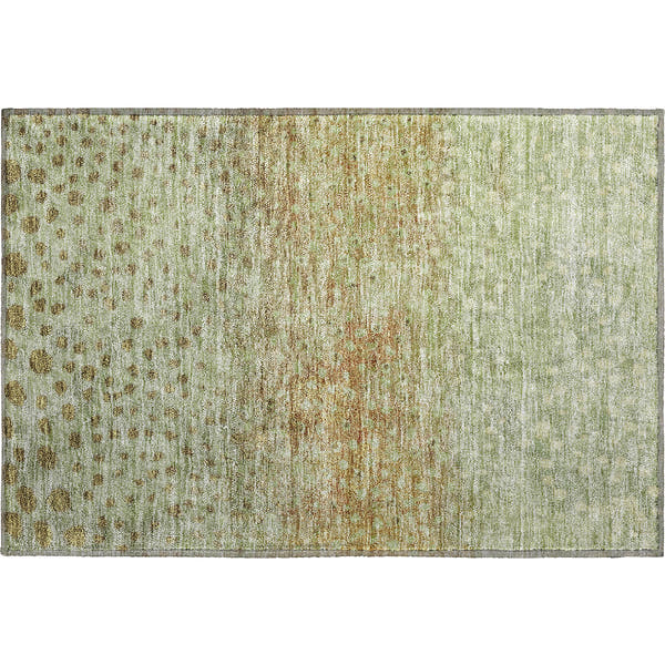 Bruges Machine Washable Transitional Aloe Green Rug 1'8" x 2'6"