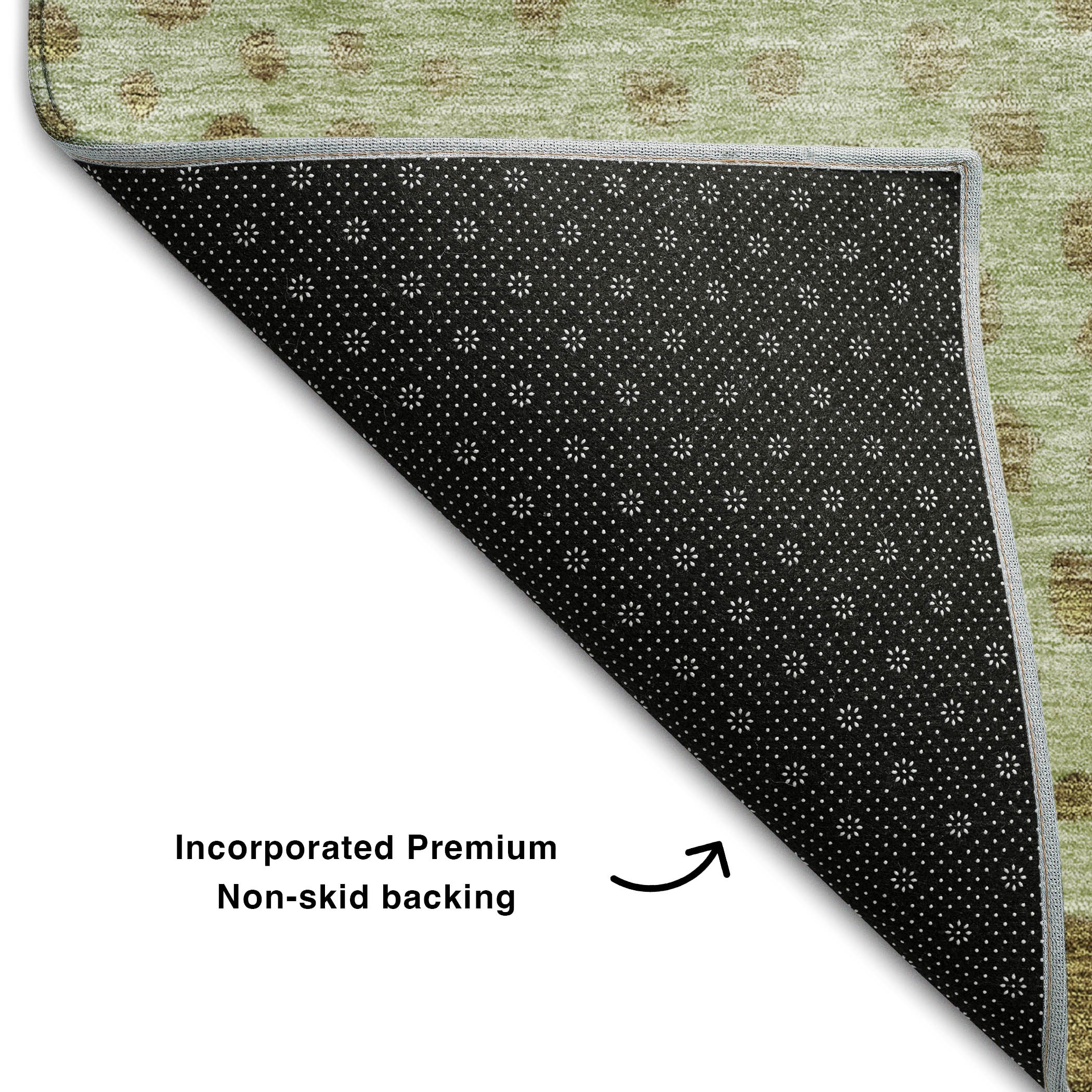 Bruges Machine Washable Transitional Aloe Green Rug 1'8" x 2'6" #shape_Rectangle