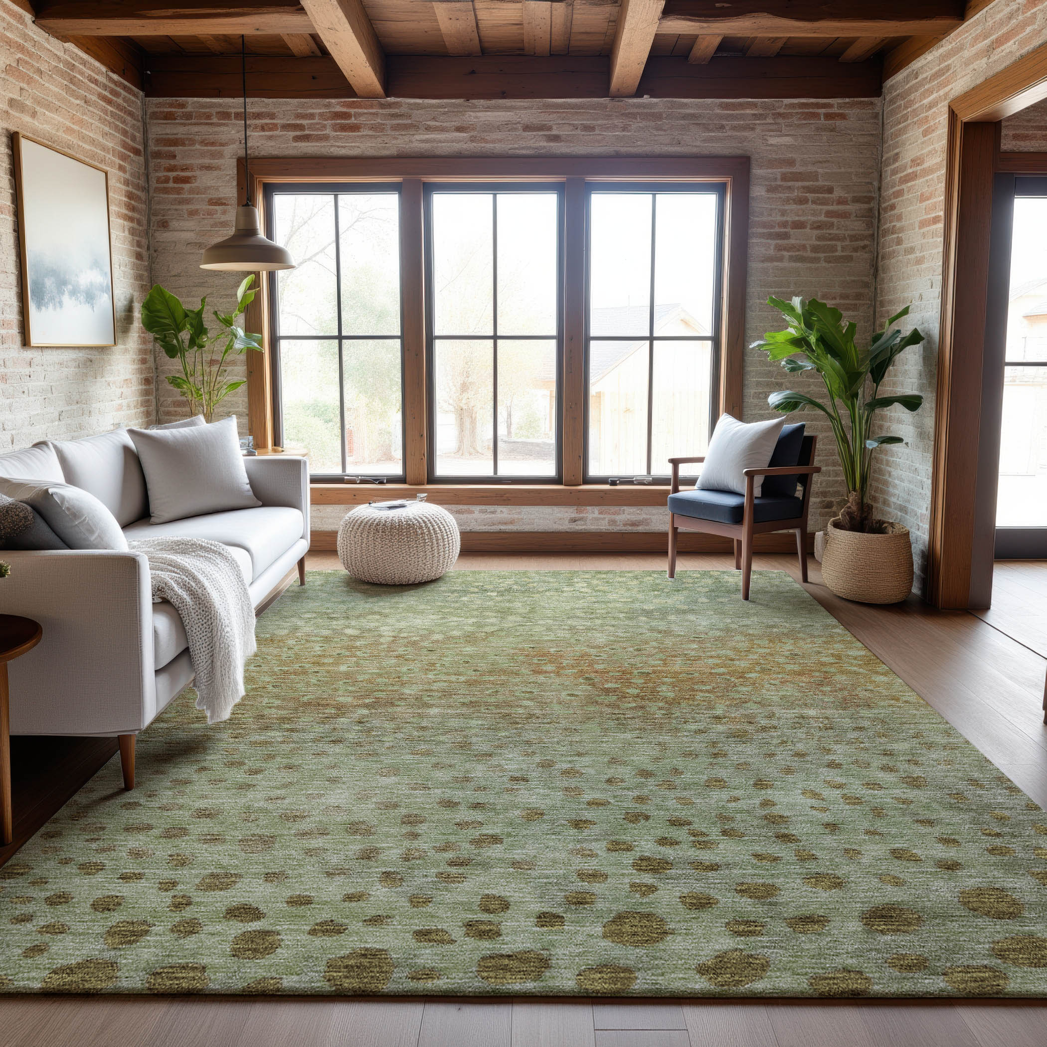 Bruges Machine Washable Transitional Aloe Green Rug 2'6" x 3'10" #shape_Rectangle