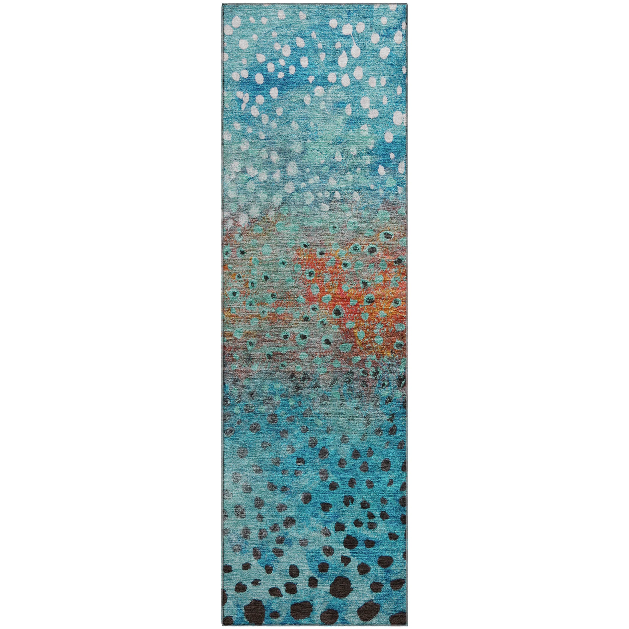 Bruges Machine Washable Transitional Blue Rug 2'3" x 7'6" #shape_Runner
