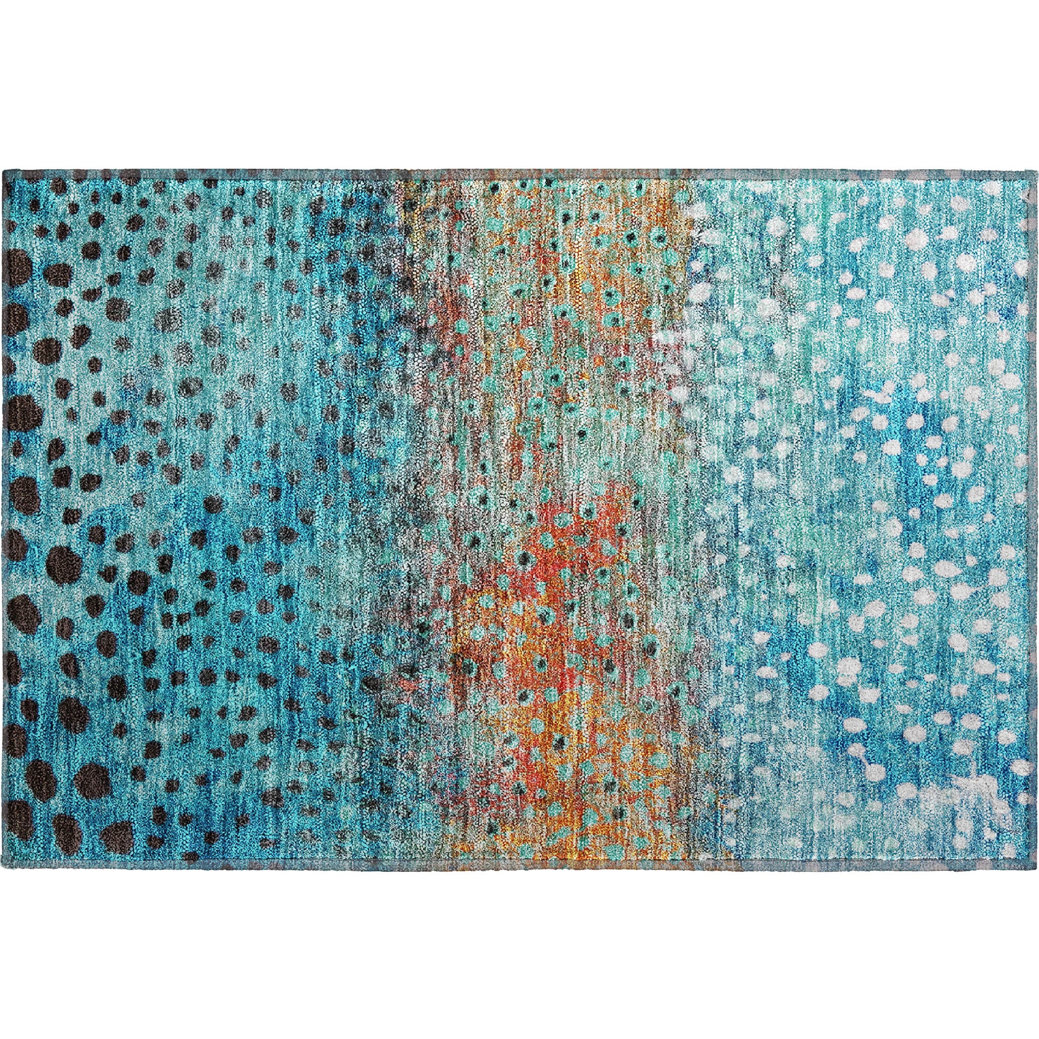 Bruges Machine Washable Transitional Blue Rug 1'8" x 2'6" #shape_Rectangle