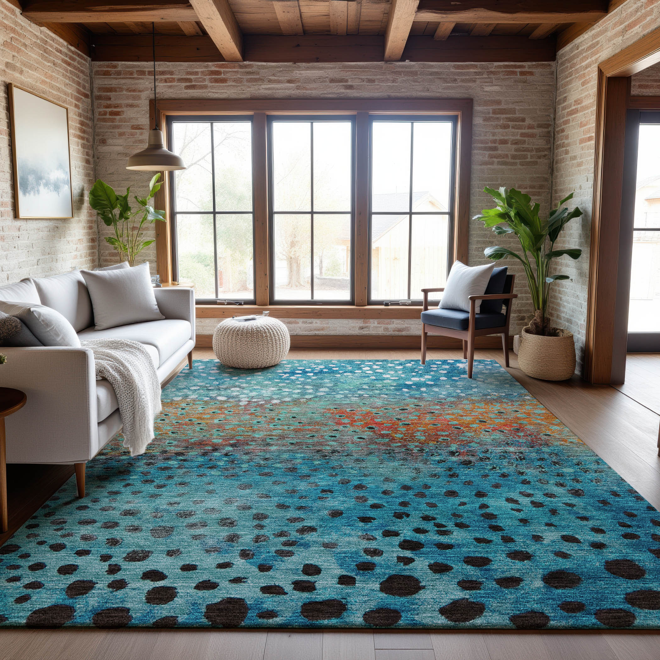 Bruges Machine Washable Transitional Blue Rug 2'6" x 3'10" #shape_Rectangle