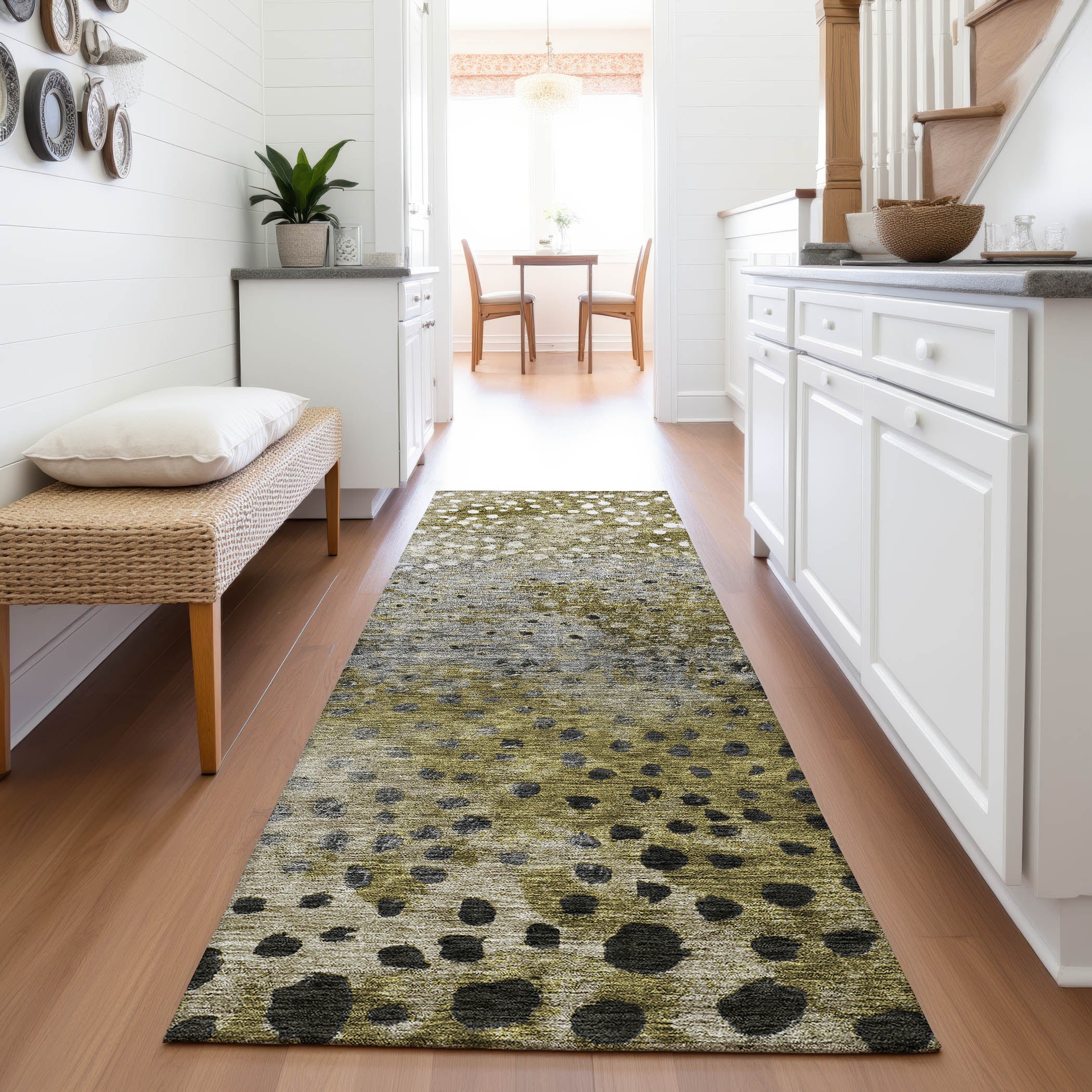 Bruges Machine Washable Transitional Brown Rug 2'3" x 7'6" #shape_Runner
