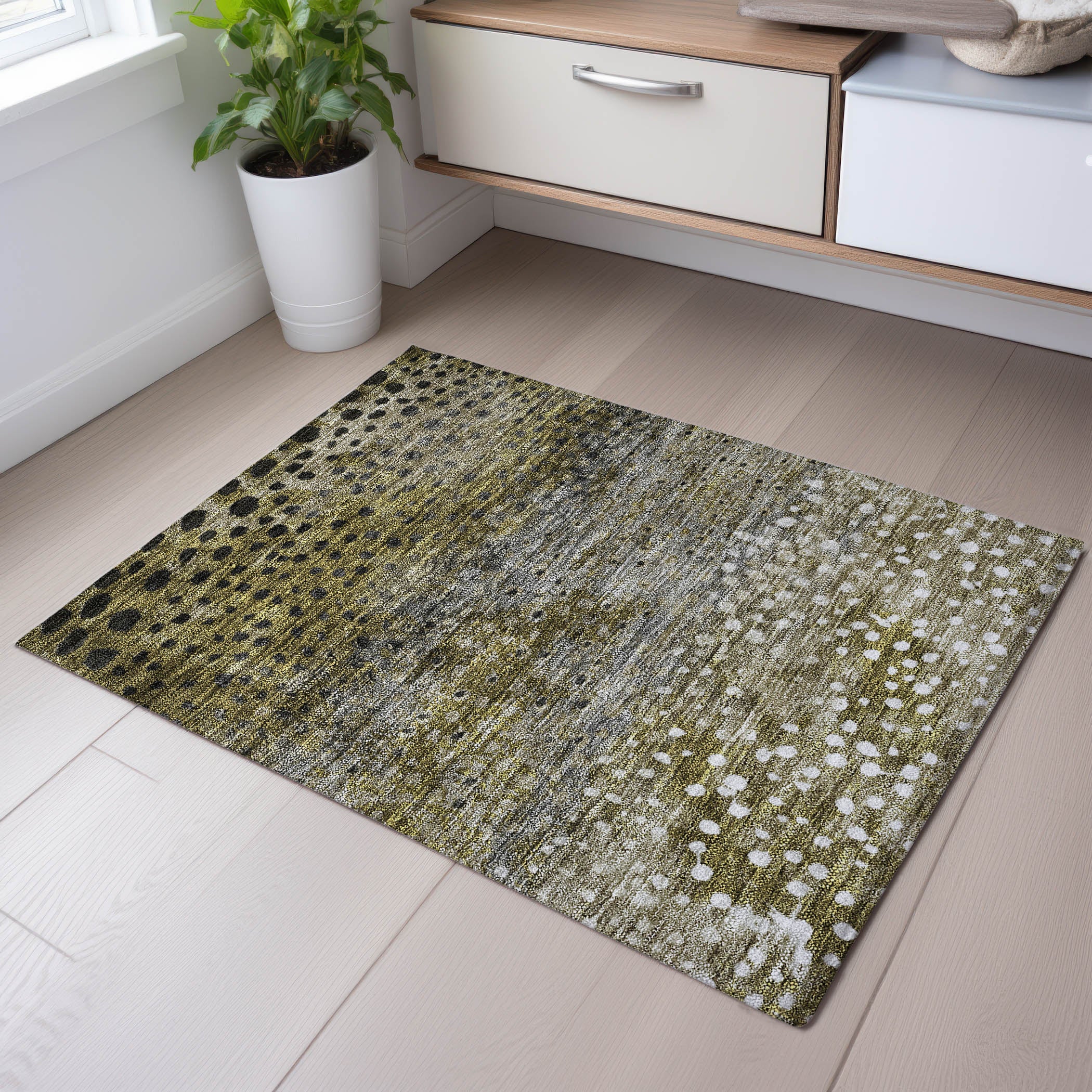 Bruges Machine Washable Transitional Brown Rug 1'8" x 2'6" #shape_Rectangle