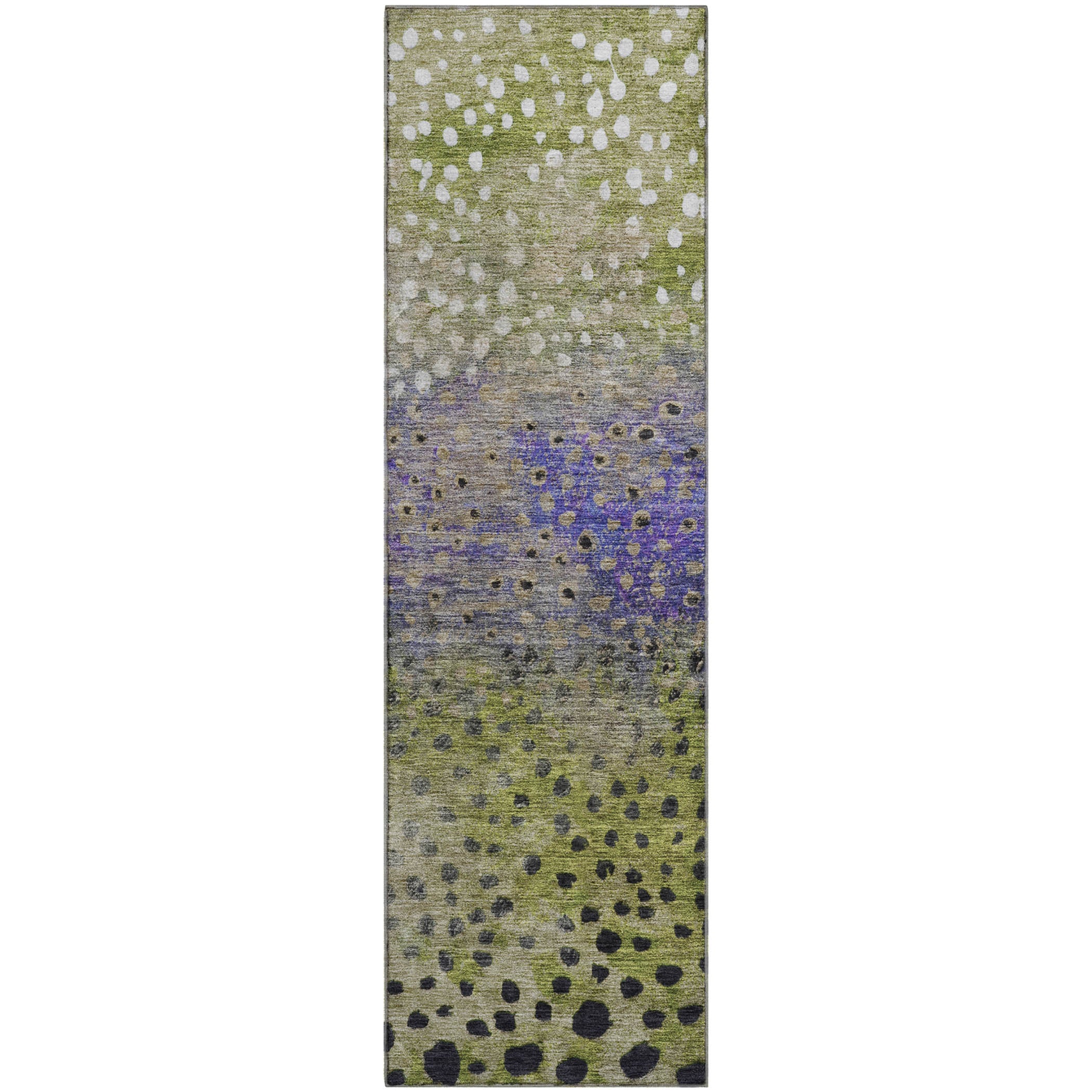 Bruges Machine Washable Transitional Green Rug 2'3" x 7'6" #shape_Runner