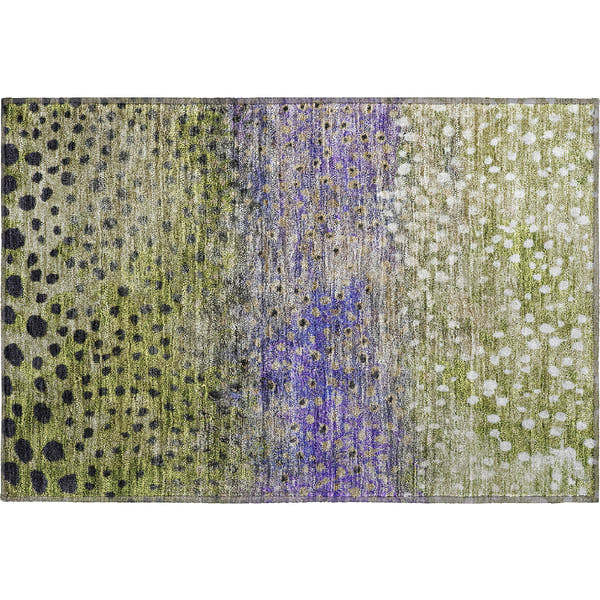 Bruges Machine Washable Transitional Green Rug 1'8" x 2'6"