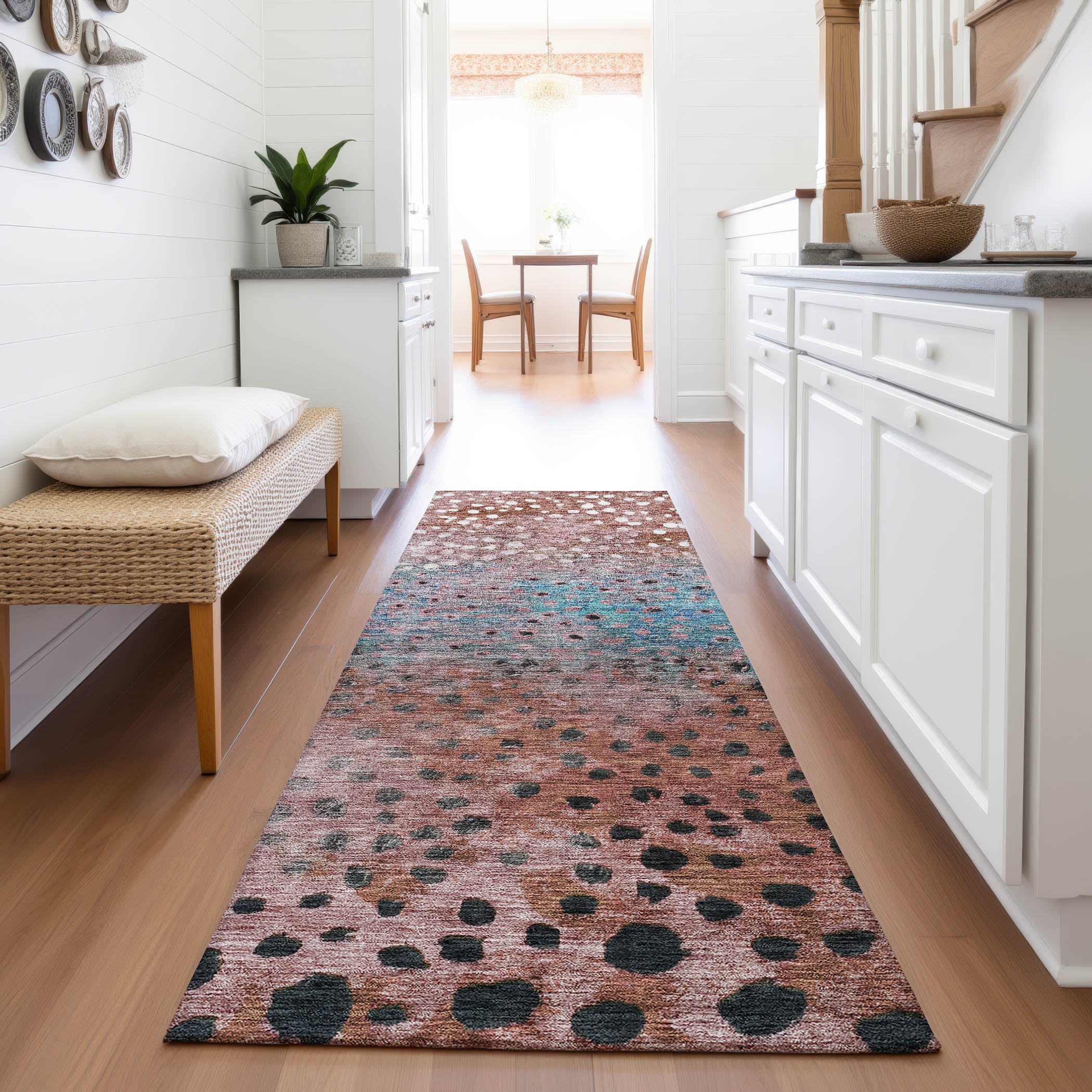 Bruges Machine Washable Transitional Paprika Orange Rug 2'3" x 7'6" #shape_Runner