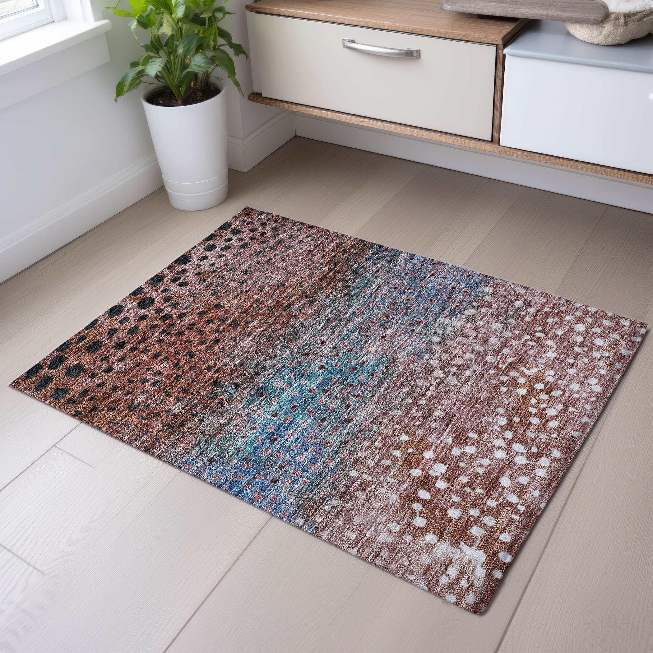 Bruges Machine Washable Transitional Paprika Orange Rug 1'8" x 2'6" #shape_Rectangle