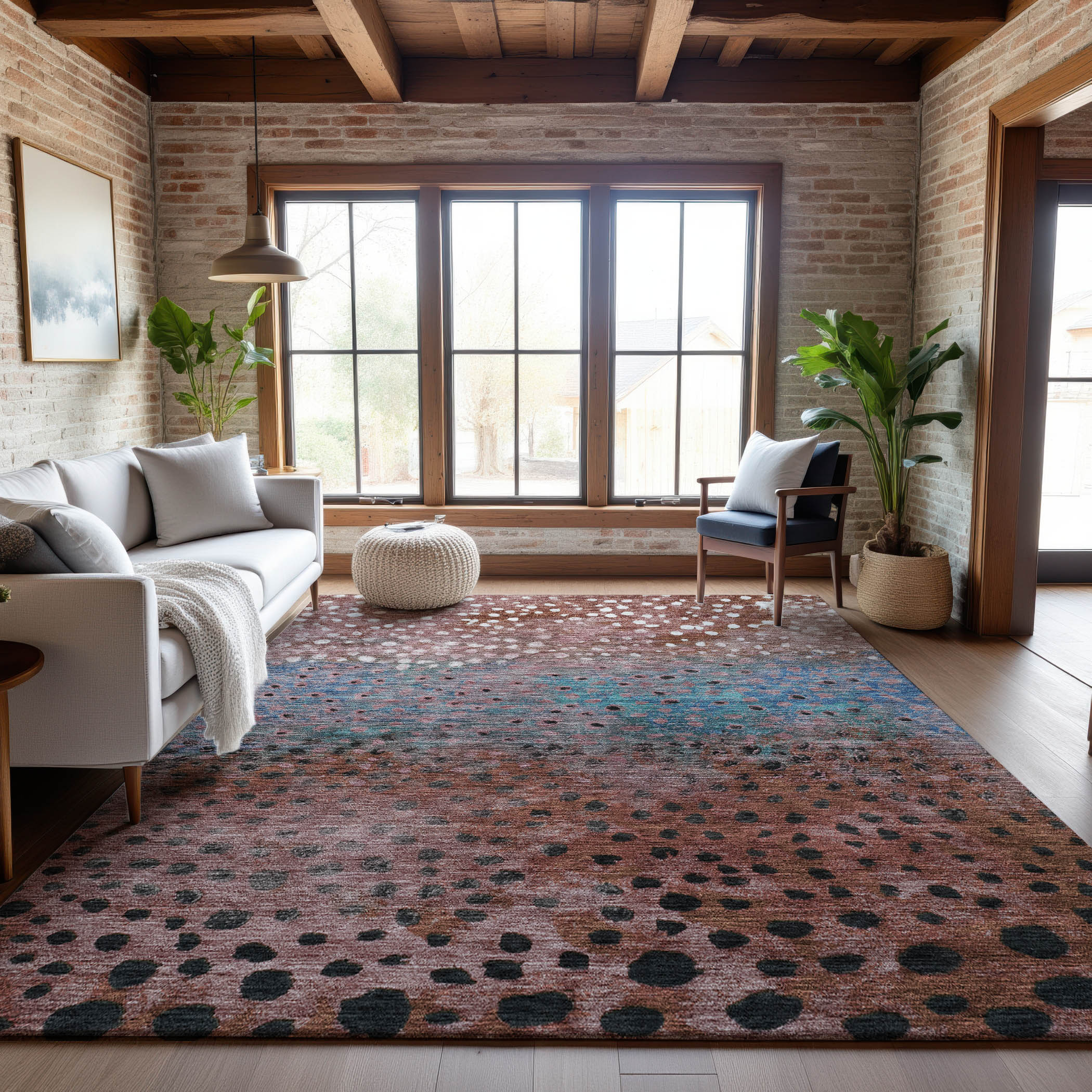 Bruges Machine Washable Transitional Paprika Orange Rug 2'6" x 3'10" #shape_Rectangle