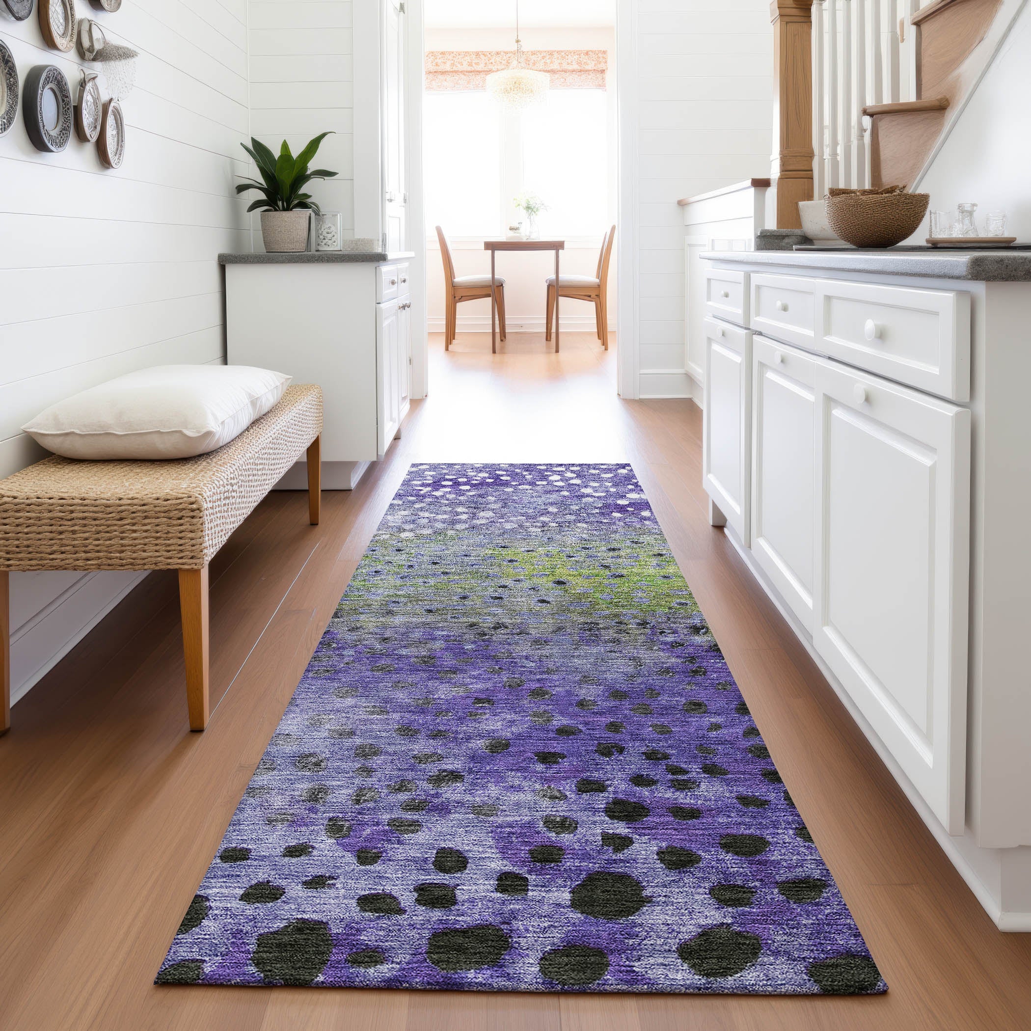 Bruges Machine Washable Transitional Purple Rug 2'3" x 7'6" #shape_Runner