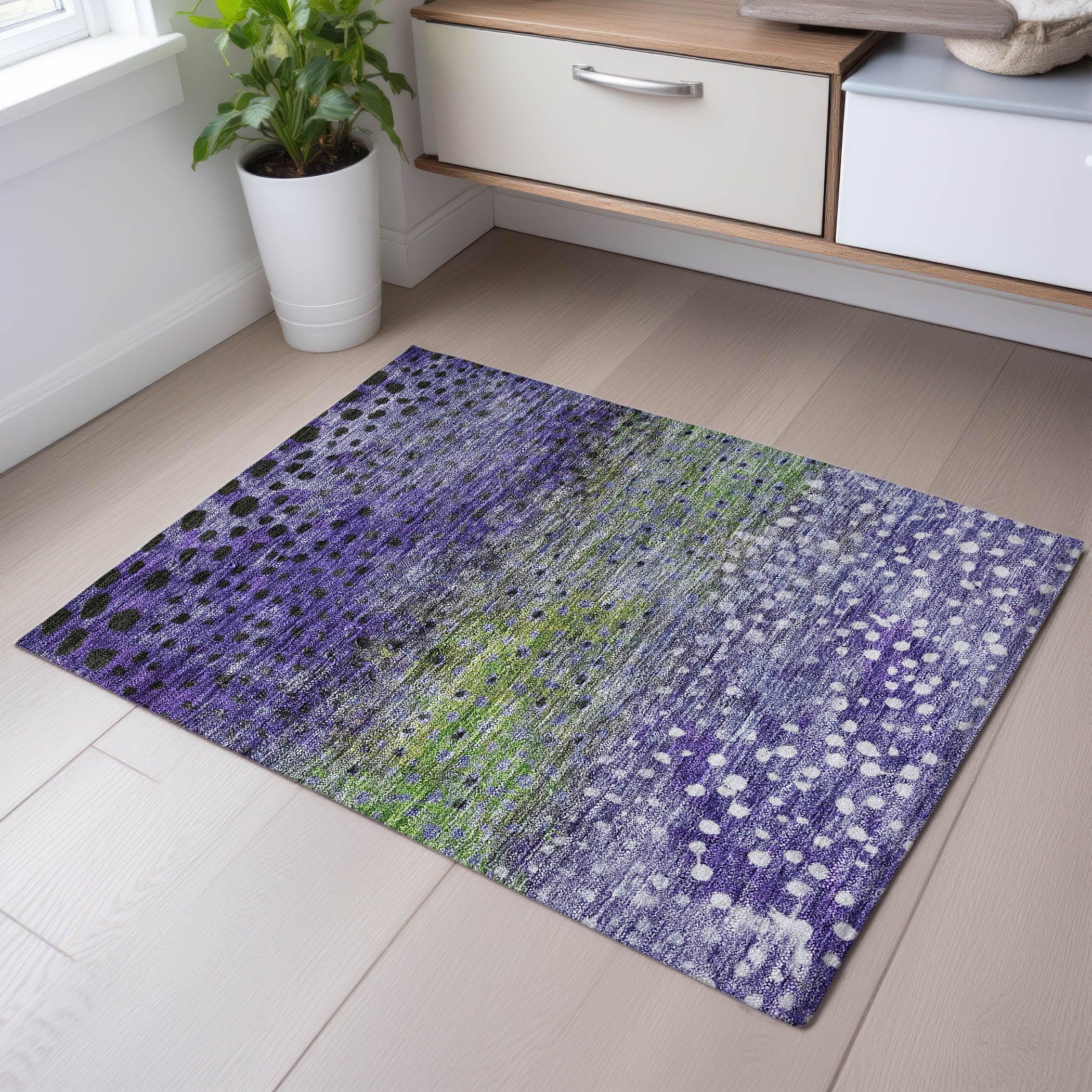 Bruges Machine Washable Transitional Purple Rug 1'8" x 2'6" #shape_Rectangle