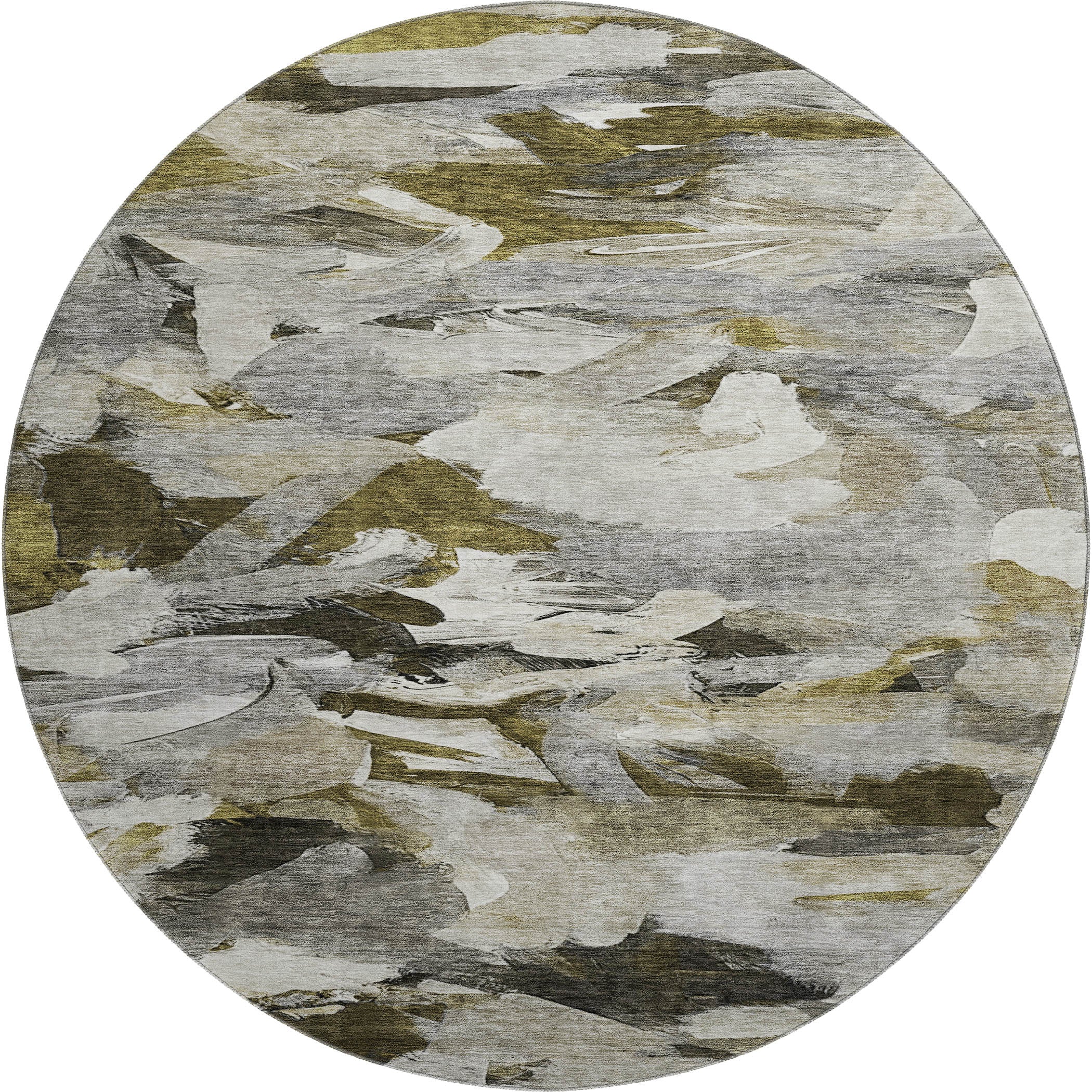 Tbilisi Machine Washable Transitional Granite Gray Rug 8' x 8' #shape_Round