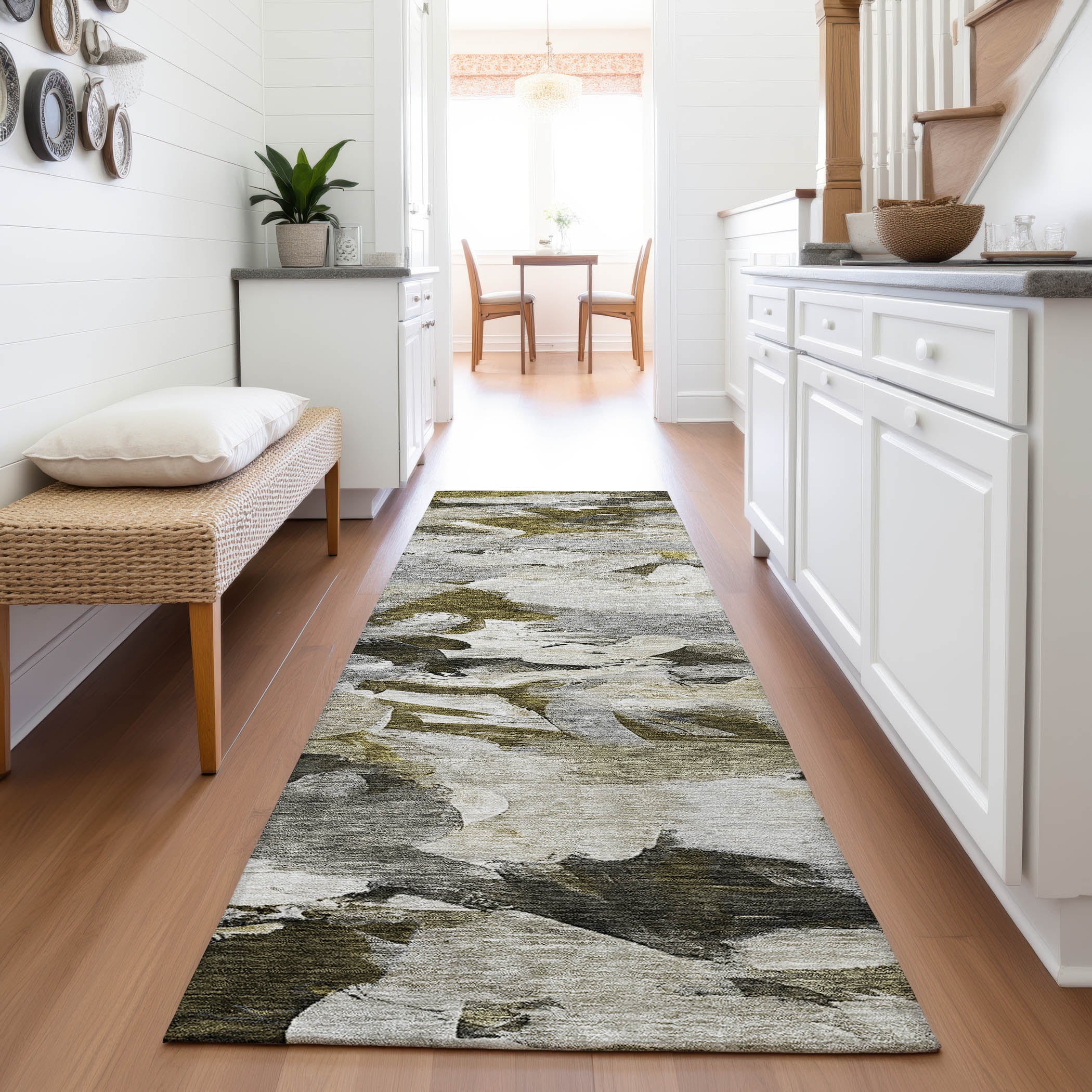Tbilisi Machine Washable Transitional Granite Gray Rug 2'3" x 7'6" #shape_Runner