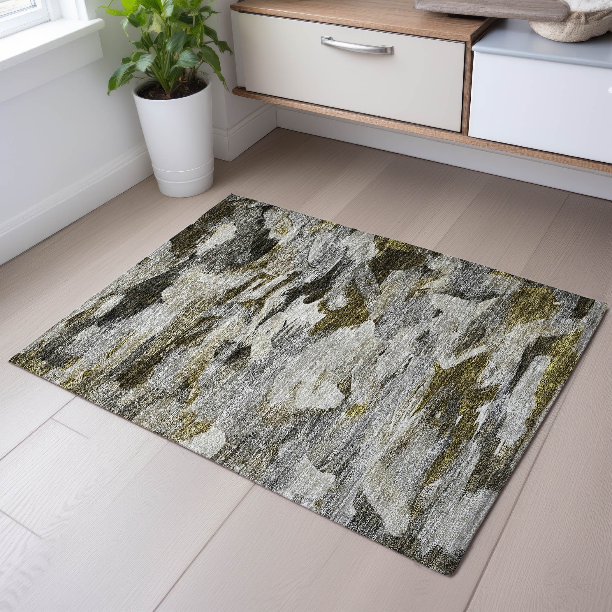 Tbilisi Machine Washable Transitional Granite Gray Rug 1'8" x 2'6" #shape_Rectangle
