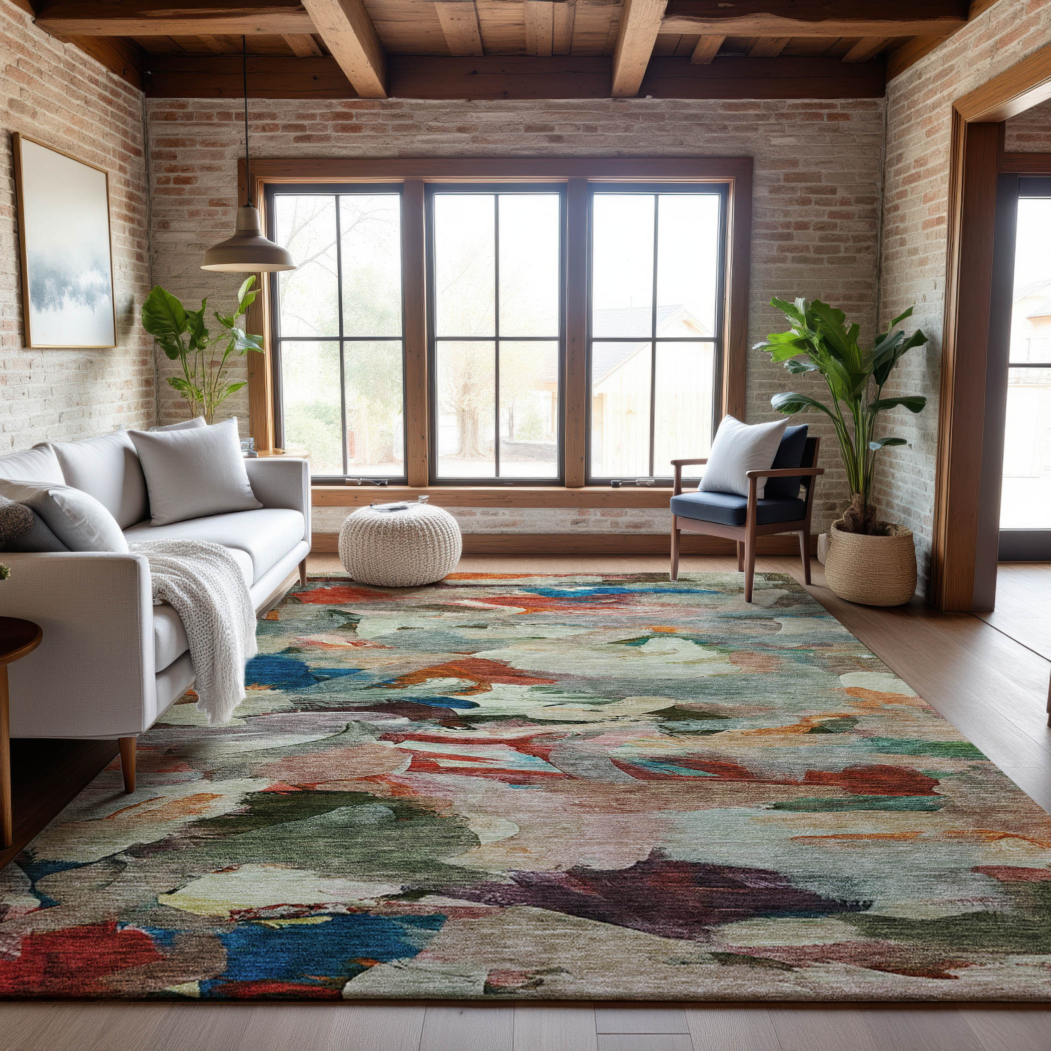 Tbilisi Machine Washable Transitional Green Rug 2'6" x 3'10" #shape_Rectangle
