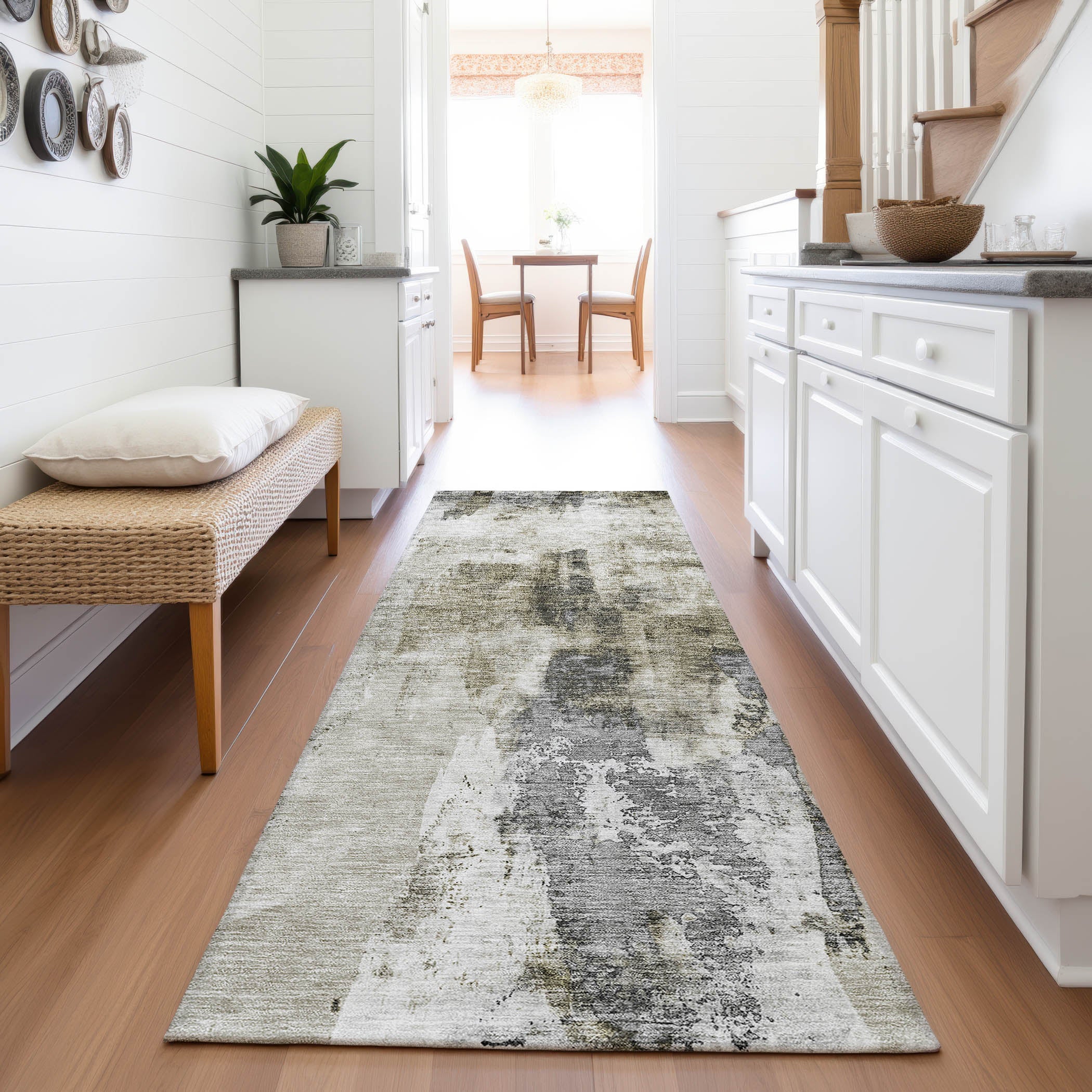 Luang Prabang Machine Washable Transitional Taupe Brown Rug 2'3" x 7'6" #shape_Runner