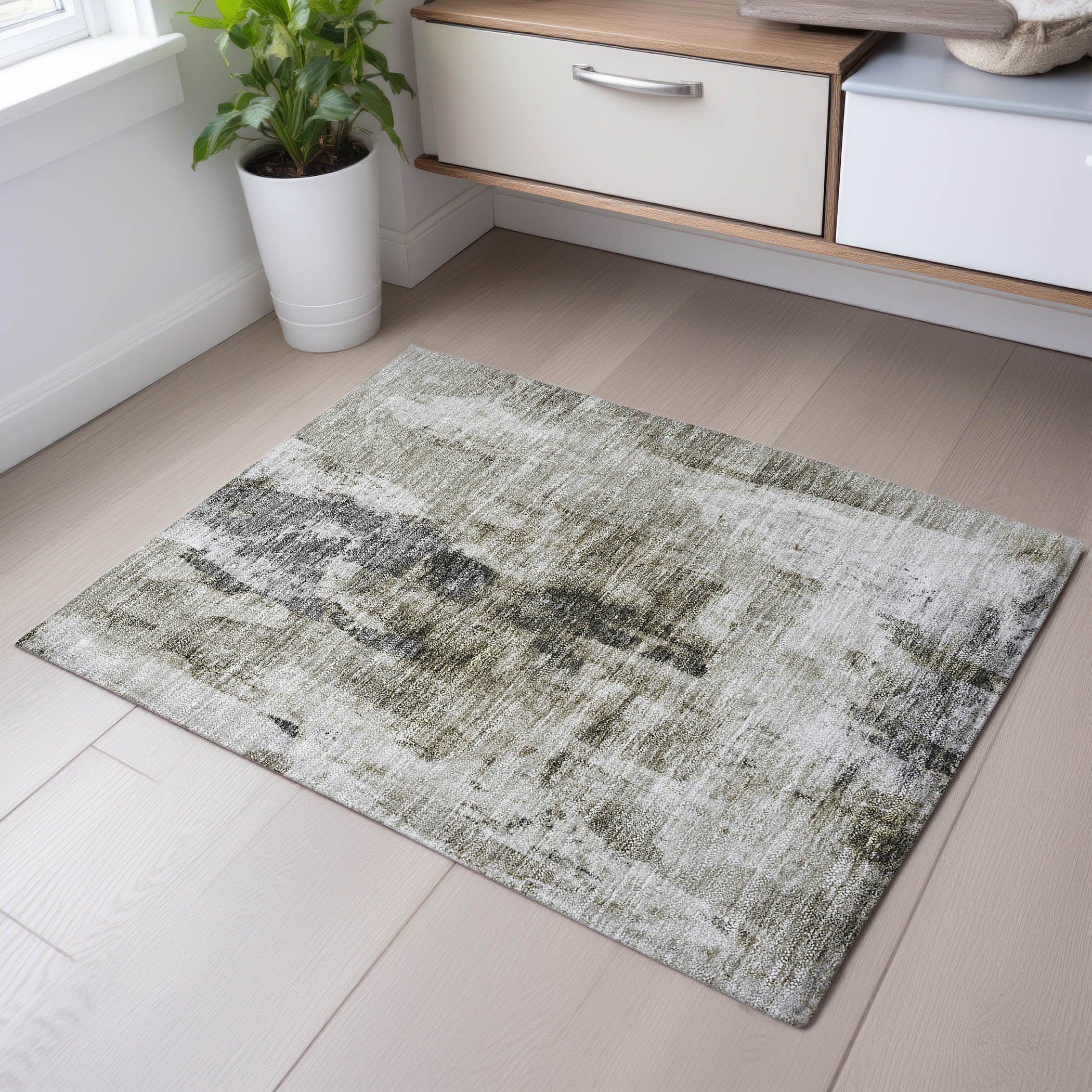 Luang Prabang Machine Washable Transitional Taupe Brown Rug 1'8" x 2'6" #shape_Rectangle