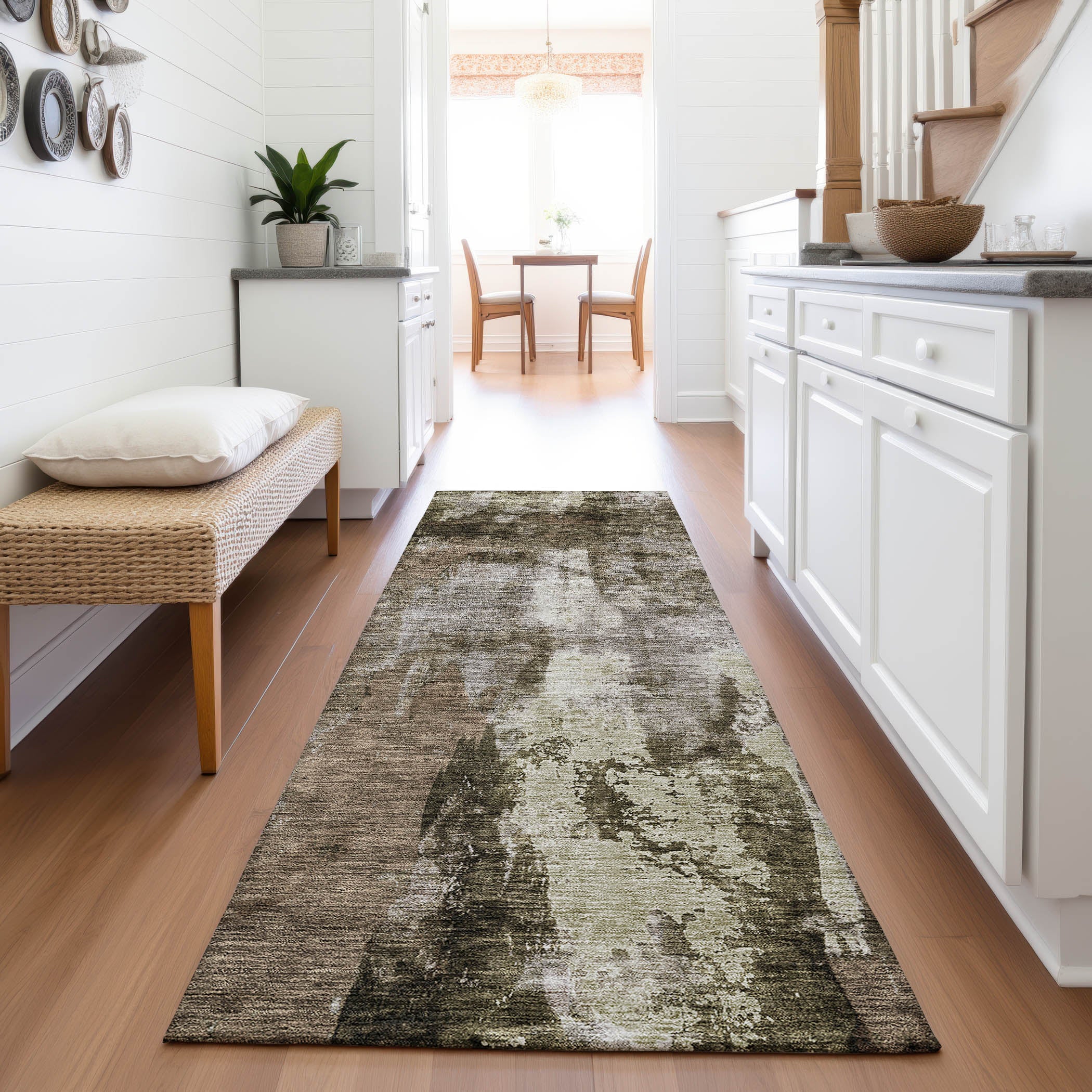 Dubrovnik Machine Washable Transitional Brown Rug 2'3" x 7'6" #shape_Runner