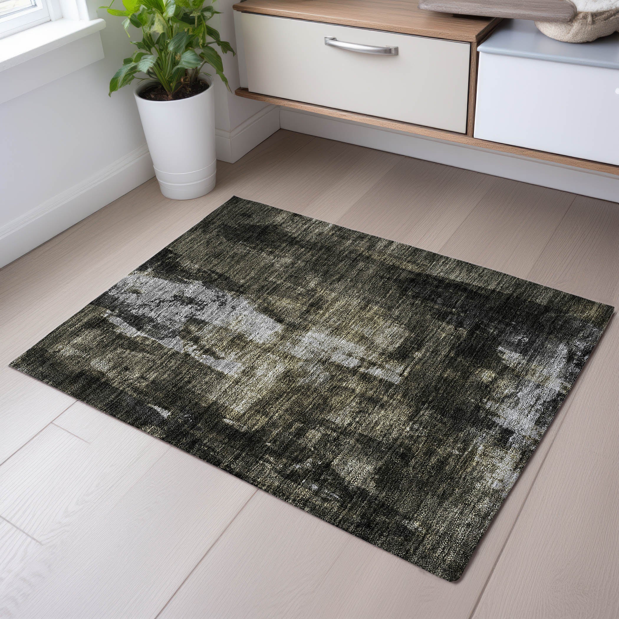 Dubrovnik Machine Washable Transitional Charcoal Gray Rug 1'8" x 2'6" #shape_Rectangle