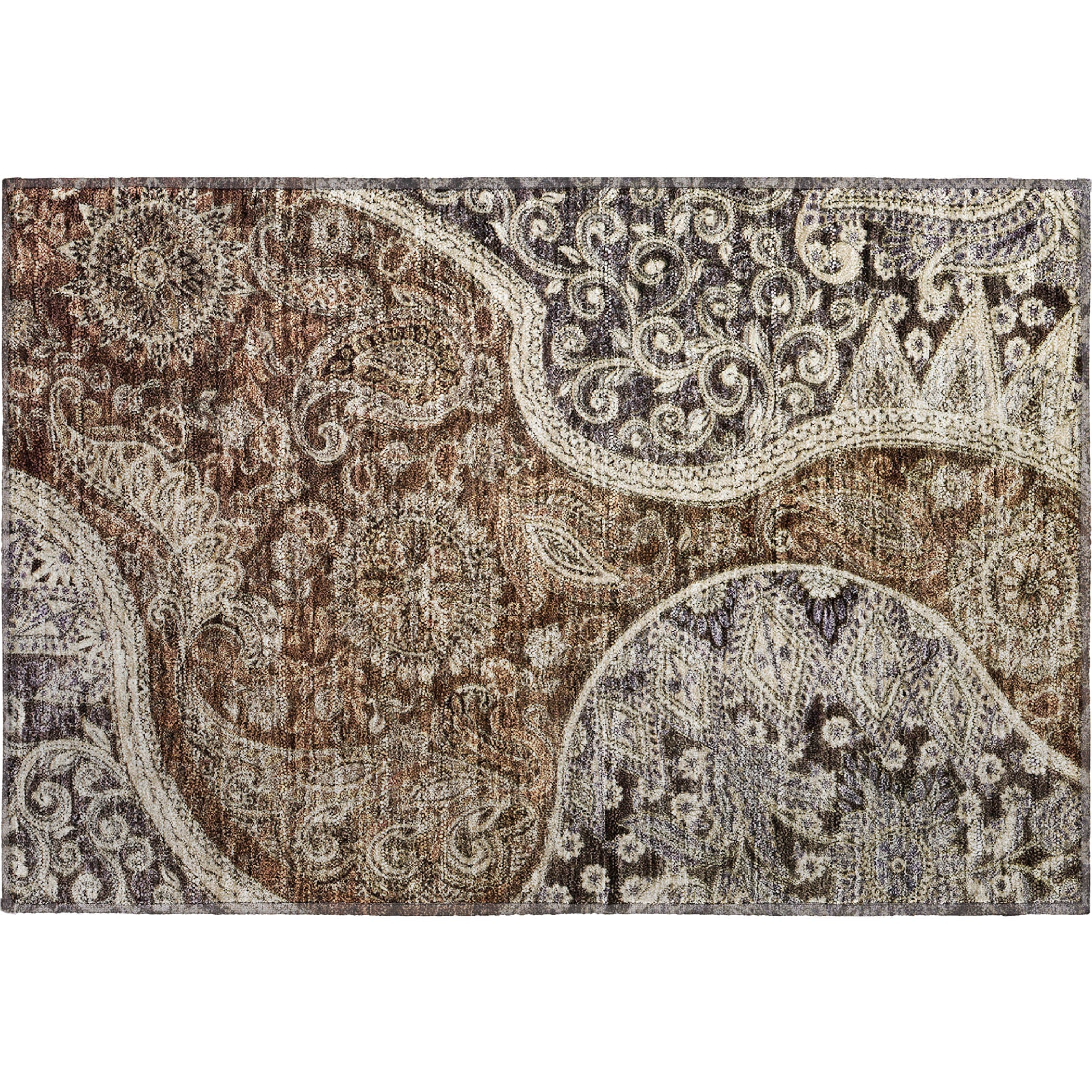 Prague Machine Washable Transitional Brown Rug 1'8" x 2'6" #shape_Rectangle