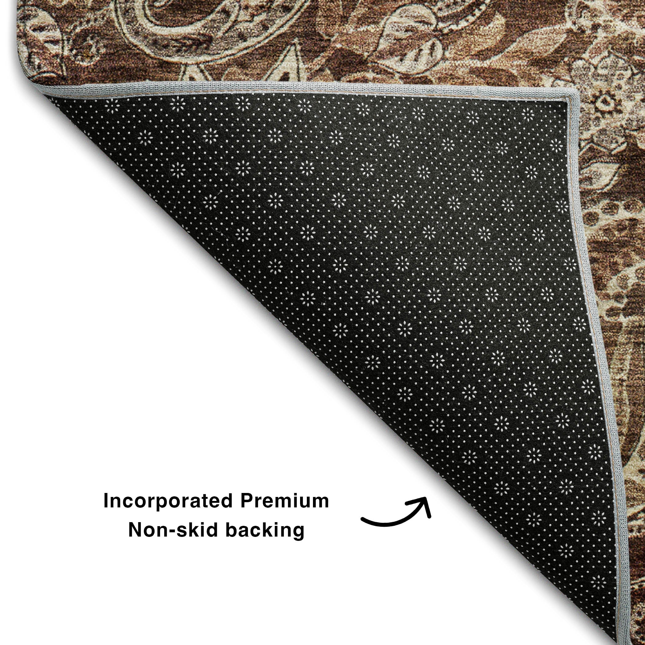 Prague Machine Washable Transitional Brown Rug 1'8" x 2'6" #shape_Rectangle