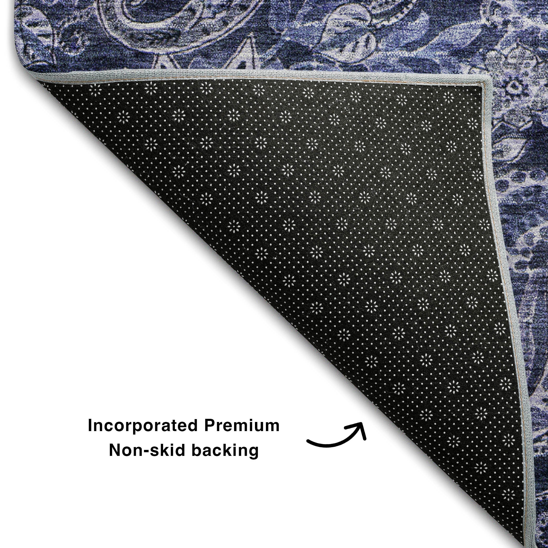 Prague Machine Washable Transitional Navy Blue Rug 1'8" x 2'6" #shape_Rectangle