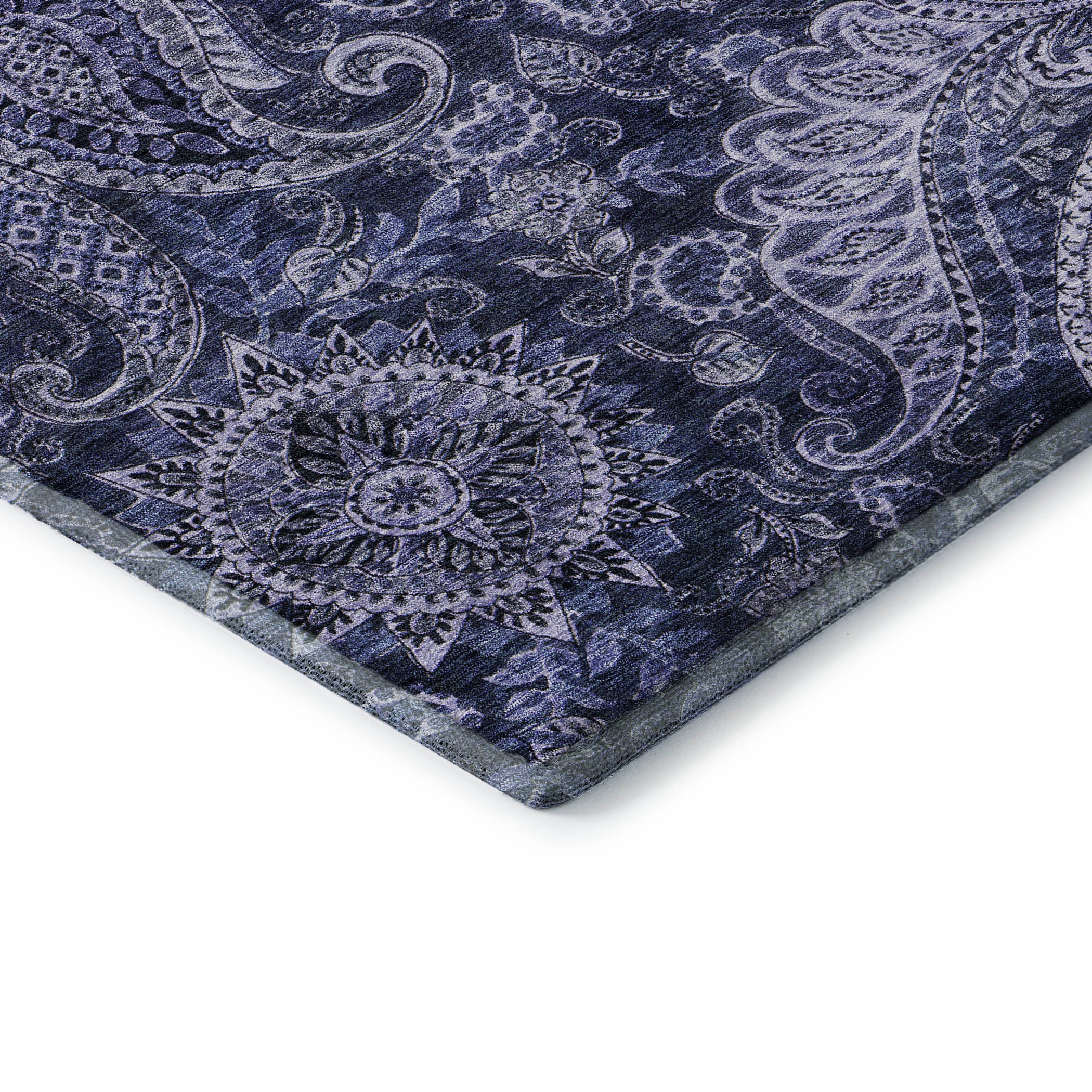 Prague Machine Washable Transitional Navy Blue Rug 1'8" x 2'6" #shape_Rectangle