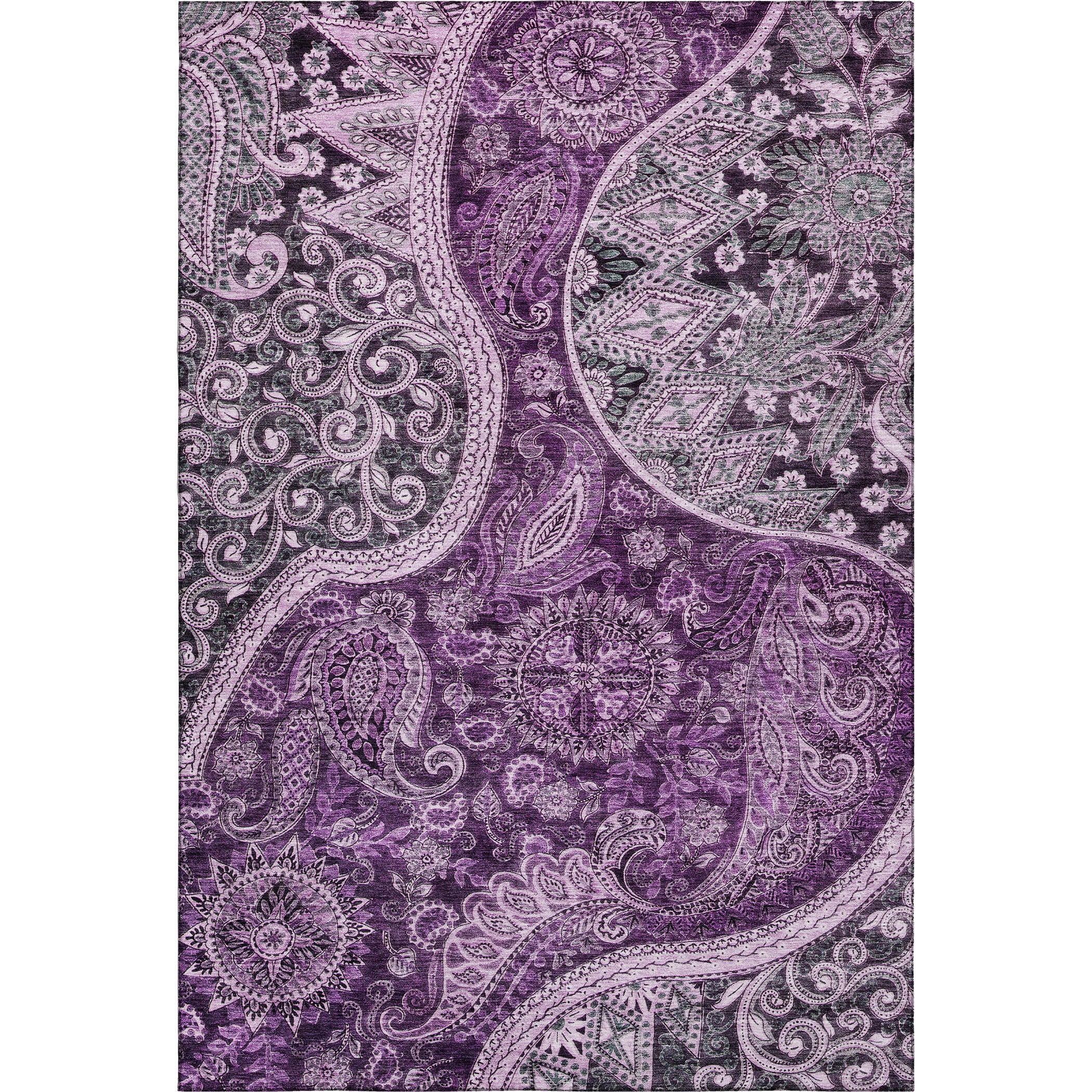Prague Machine Washable Transitional Purple Rug 2'6" x 3'10" #shape_Rectangle