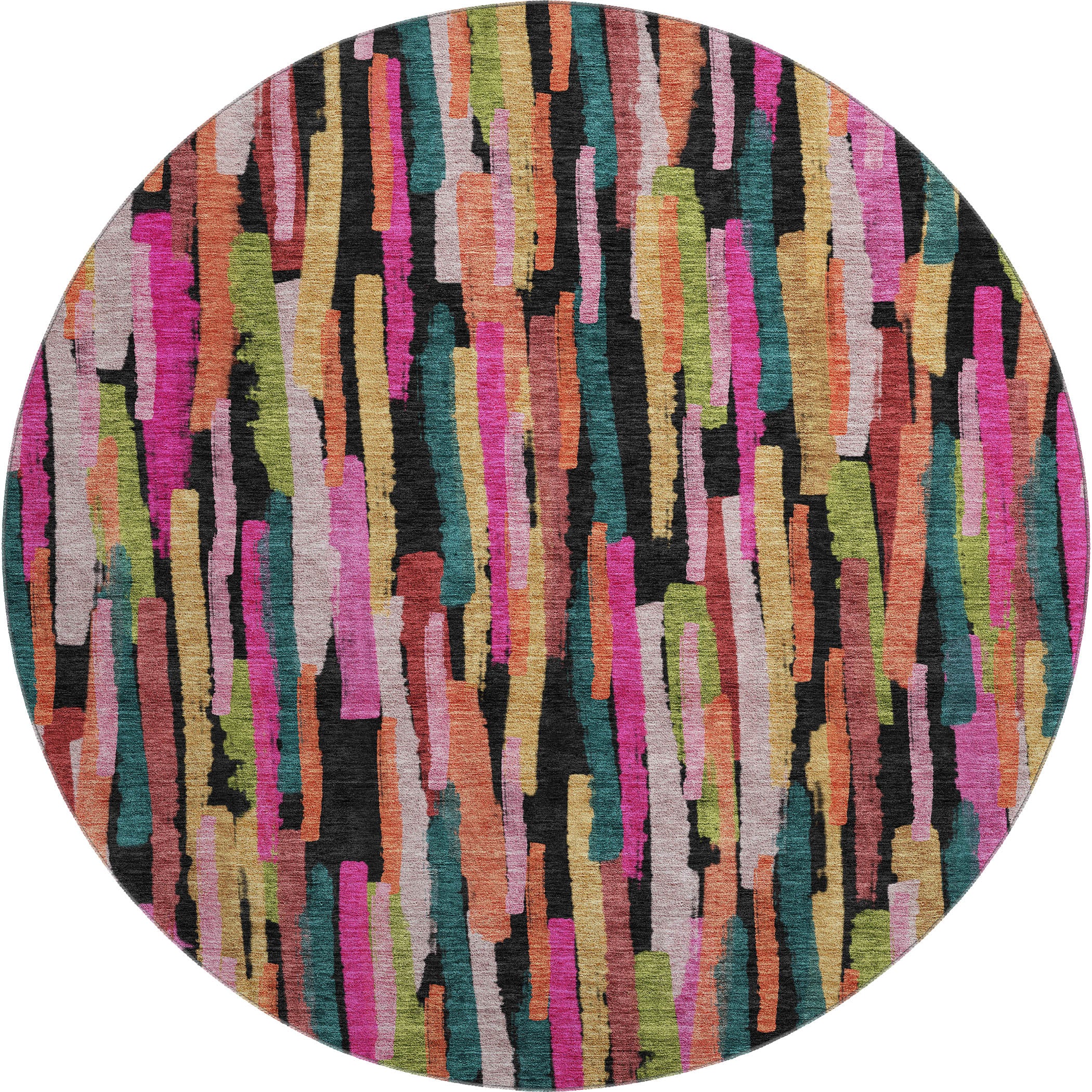 Siena Machine Washable Transitional Pink Rug 8' x 8' #shape_Round