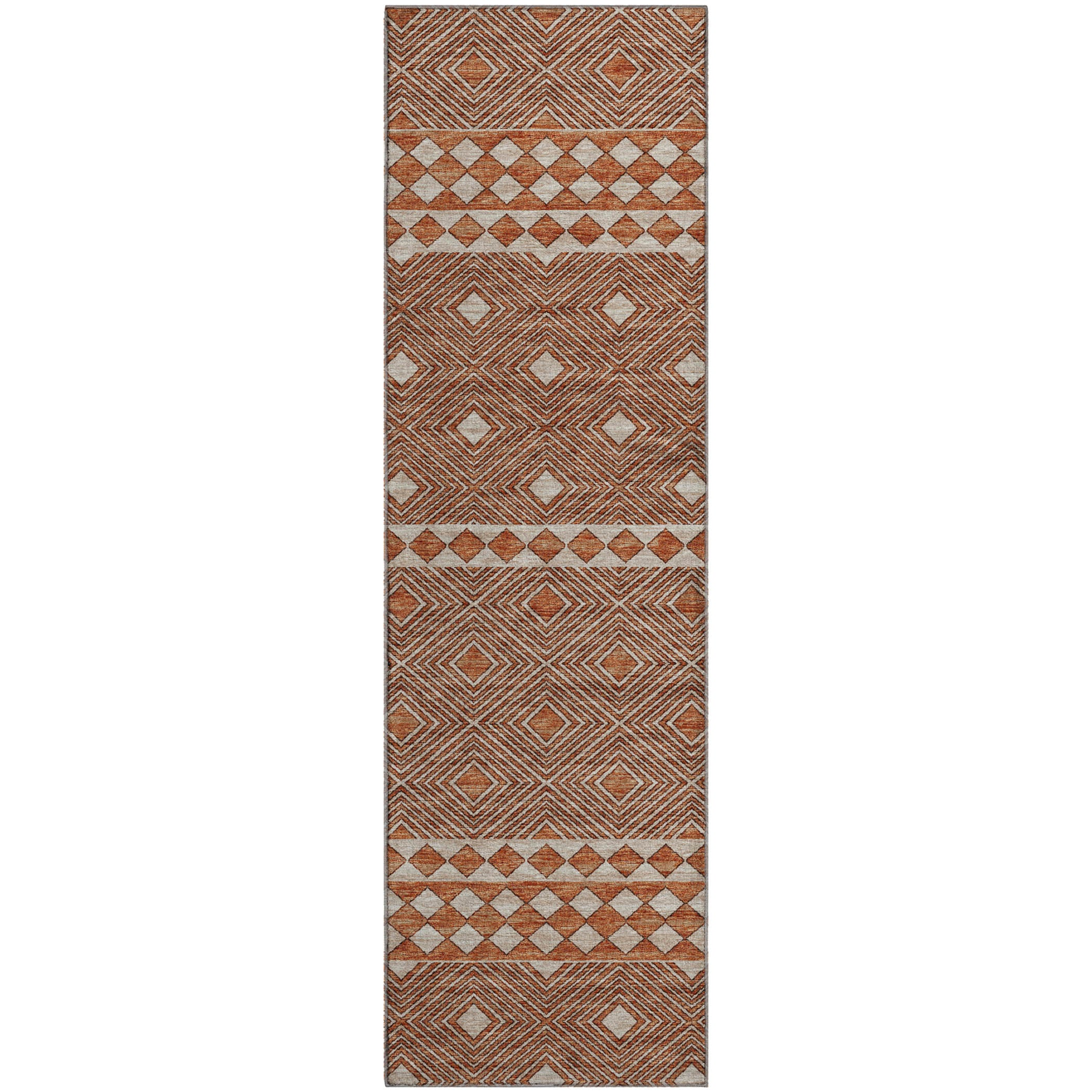 Montevideo Machine Washable Transitional Canyon Red Rug 2'3" x 7'6" #shape_Runner