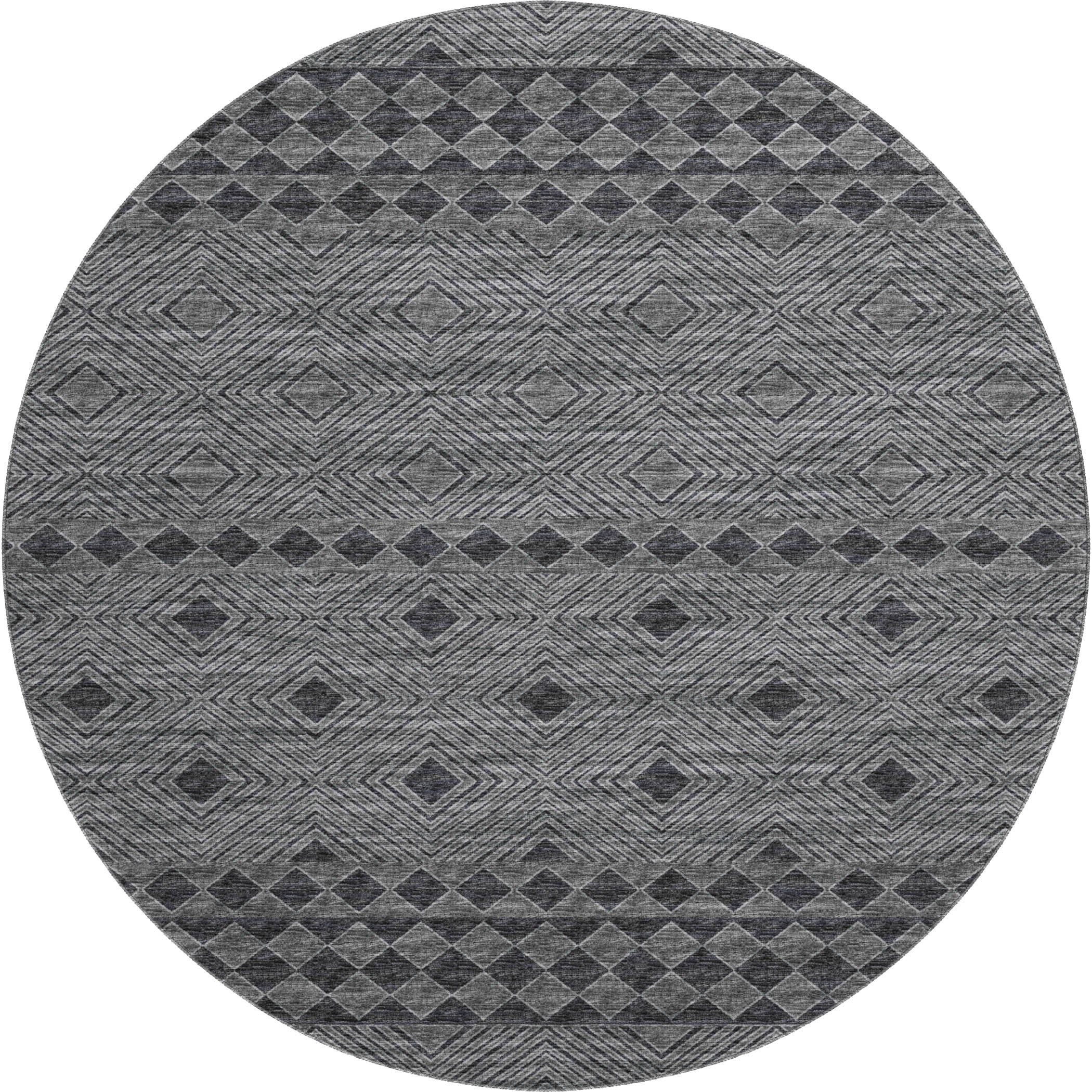 Montevideo Machine Washable Transitional Gray Rug 8' x 8' #shape_Round