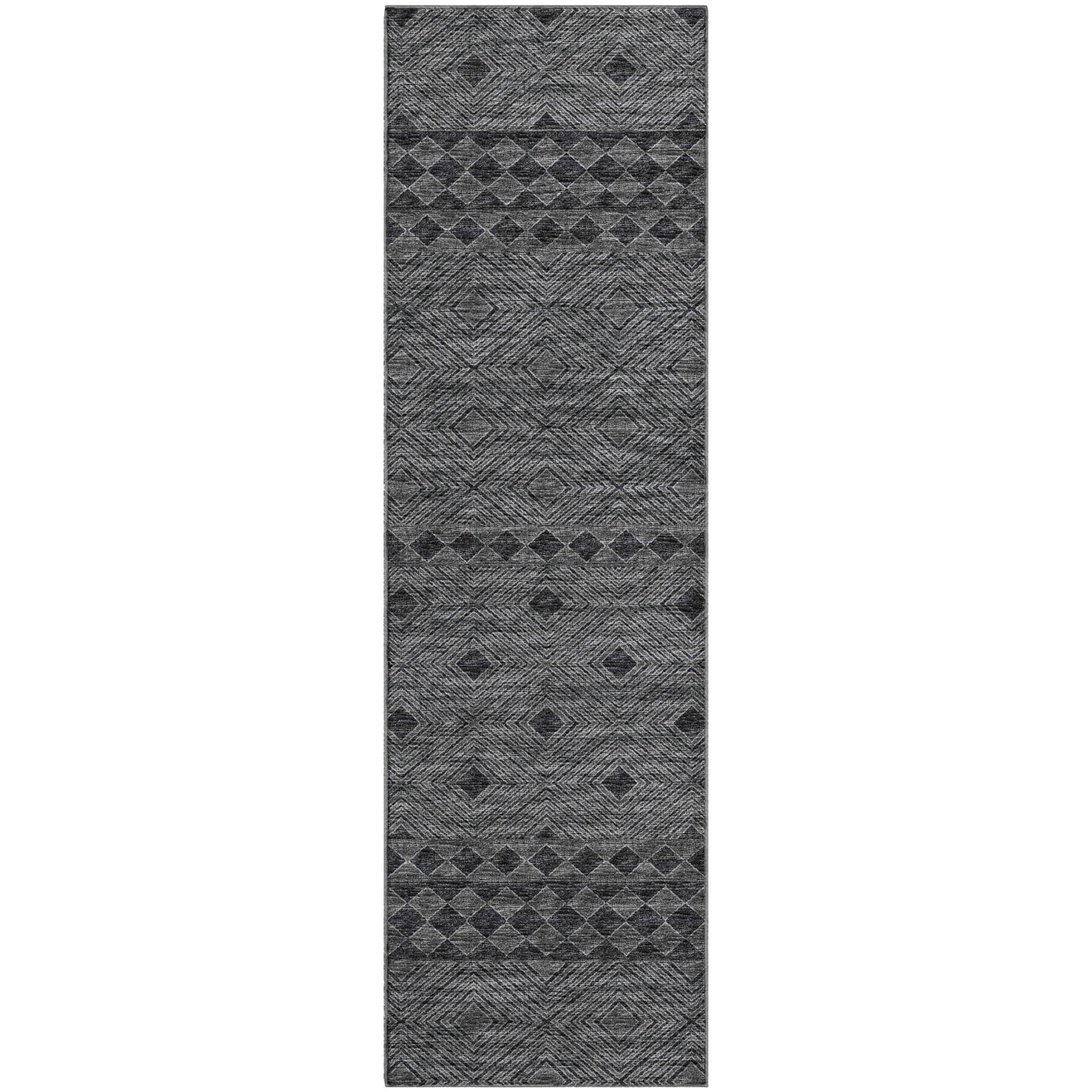 Montevideo Machine Washable Transitional Gray Rug 2'3" x 7'6" #shape_Runner
