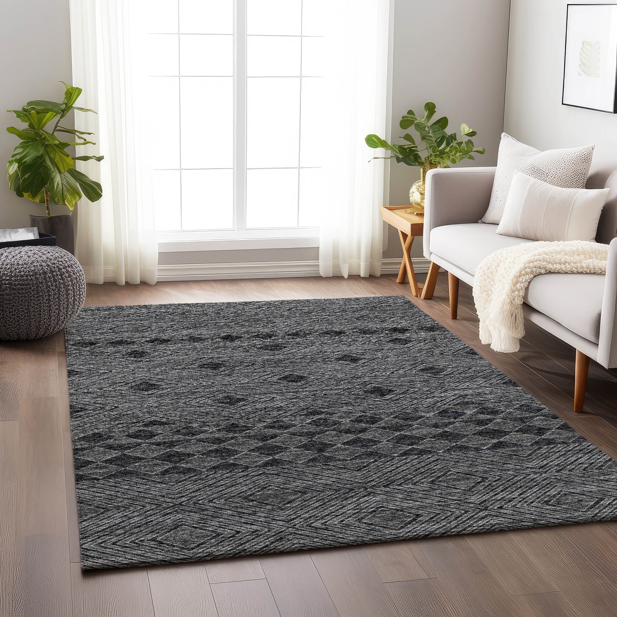 Montevideo Machine Washable Transitional Gray Rug 2'6" x 3'10" #shape_Rectangle