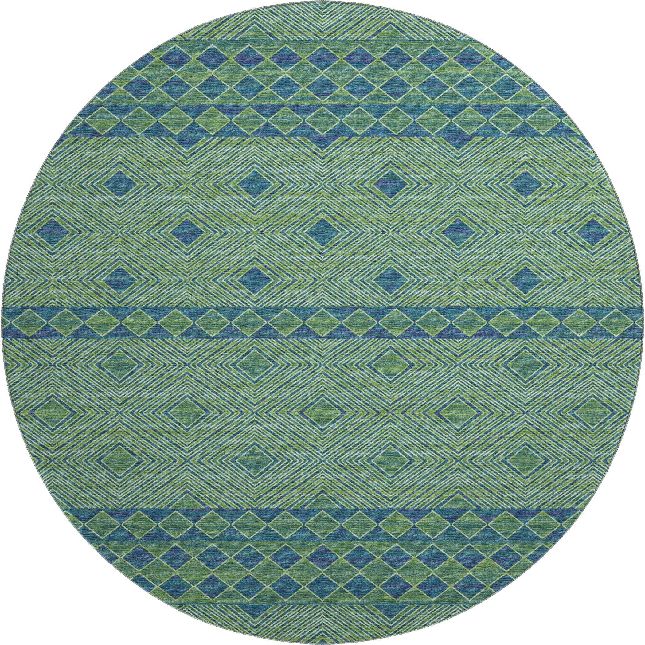 Montevideo Machine Washable Transitional Green Rug 8' x 8' #shape_Round