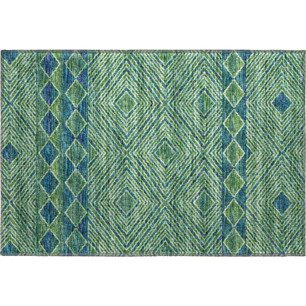 Montevideo Machine Washable Transitional Green Rug 1'8" x 2'6"