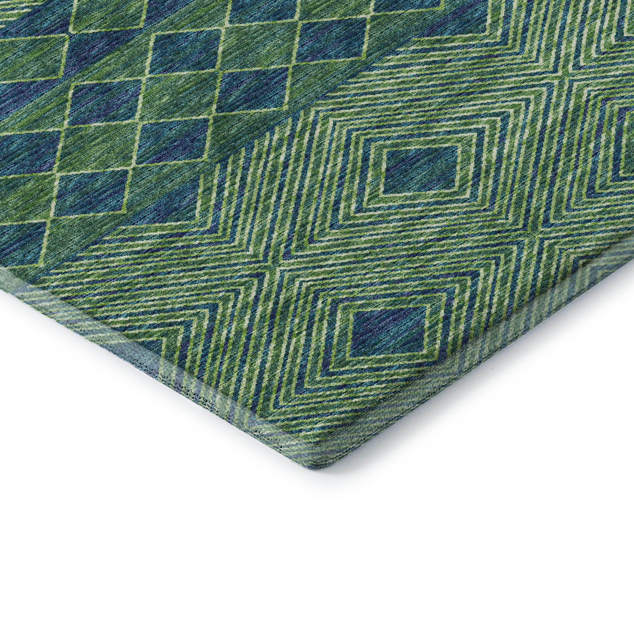Montevideo Machine Washable Transitional Green Rug 1'8" x 2'6" #shape_Rectangle