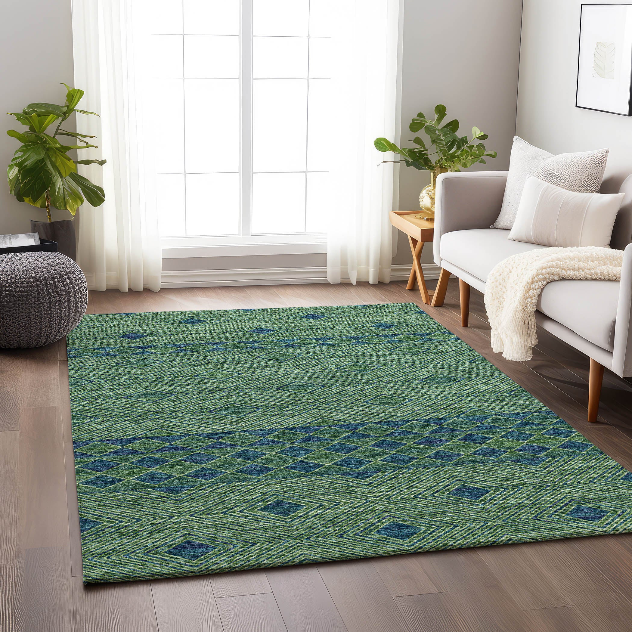 Montevideo Machine Washable Transitional Green Rug 2'6" x 3'10" #shape_Rectangle