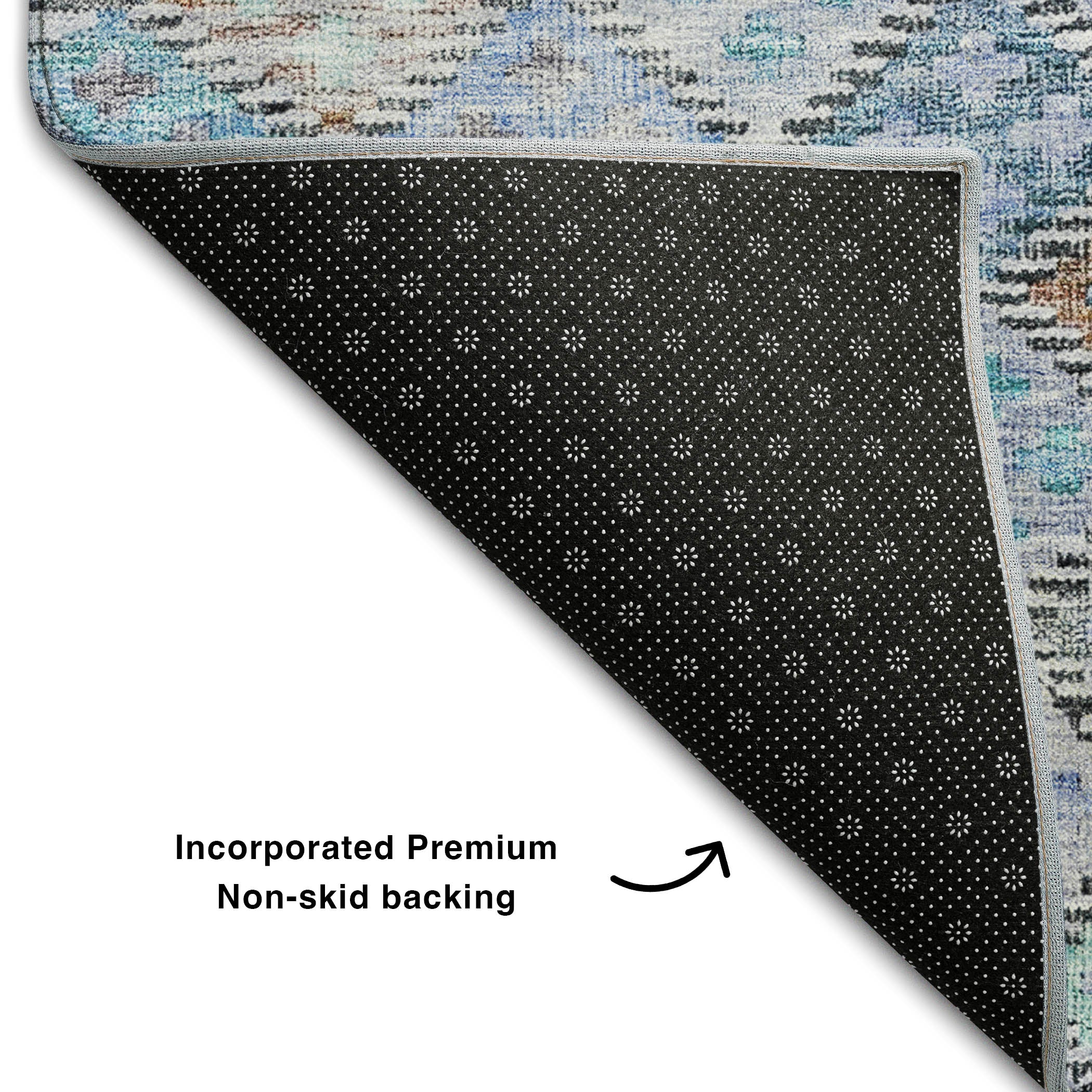 Antigua Machine Washable Transitional Blue Rug 1'8" x 2'6" #shape_Rectangle