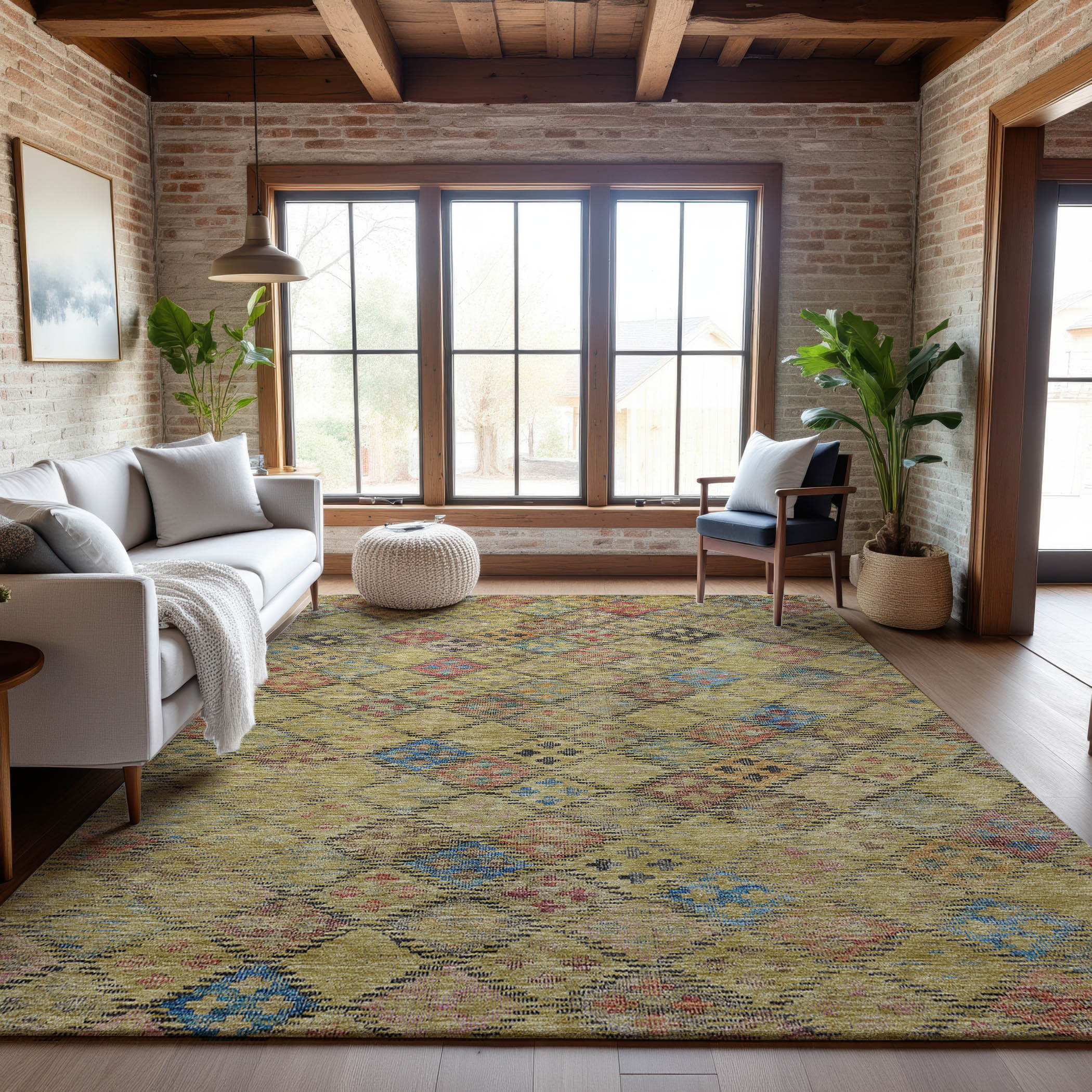 Antigua Machine Washable Transitional Gold Rug 2'6" x 3'10" #shape_Rectangle