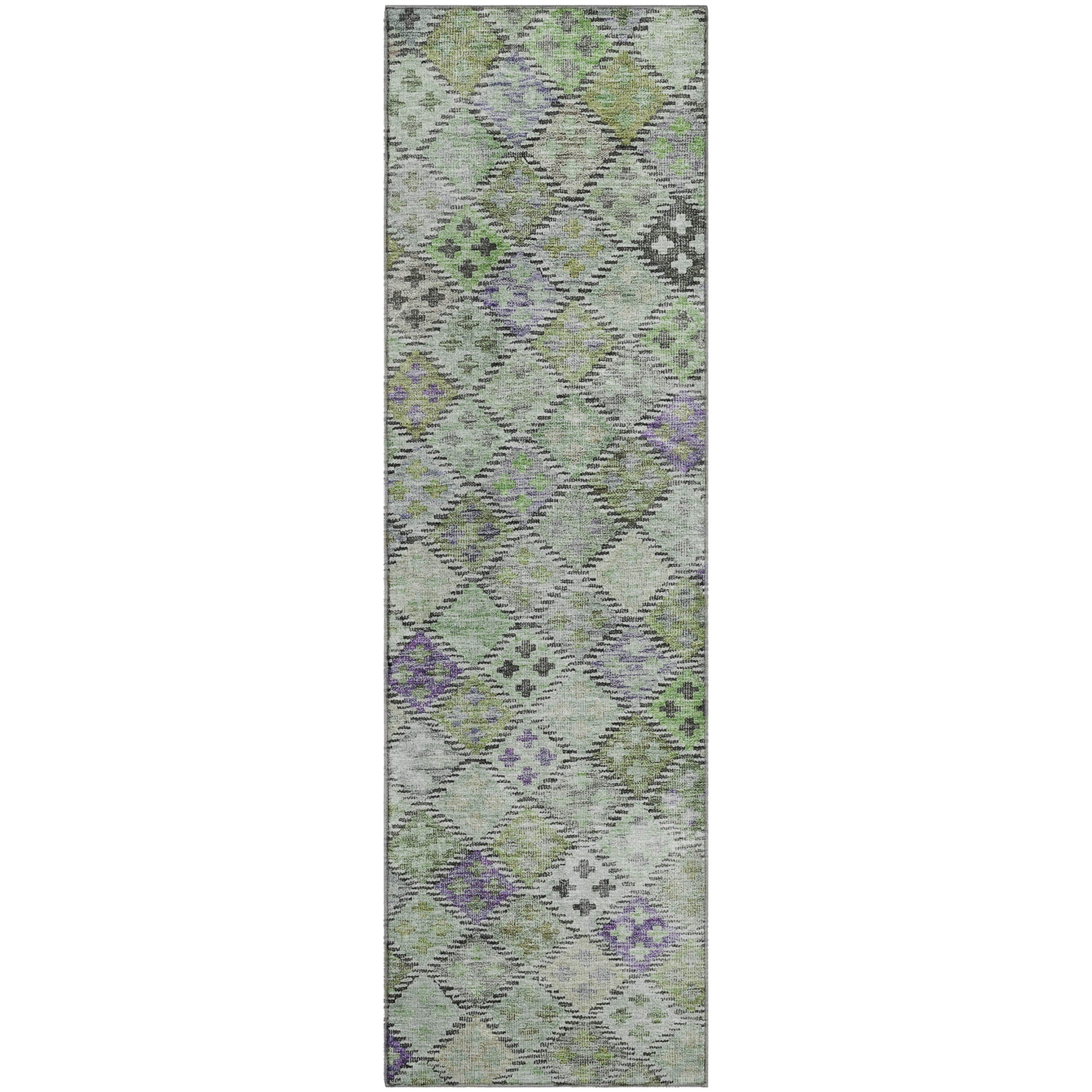 Antigua Machine Washable Transitional Green Rug 2'3" x 7'6" #shape_Runner