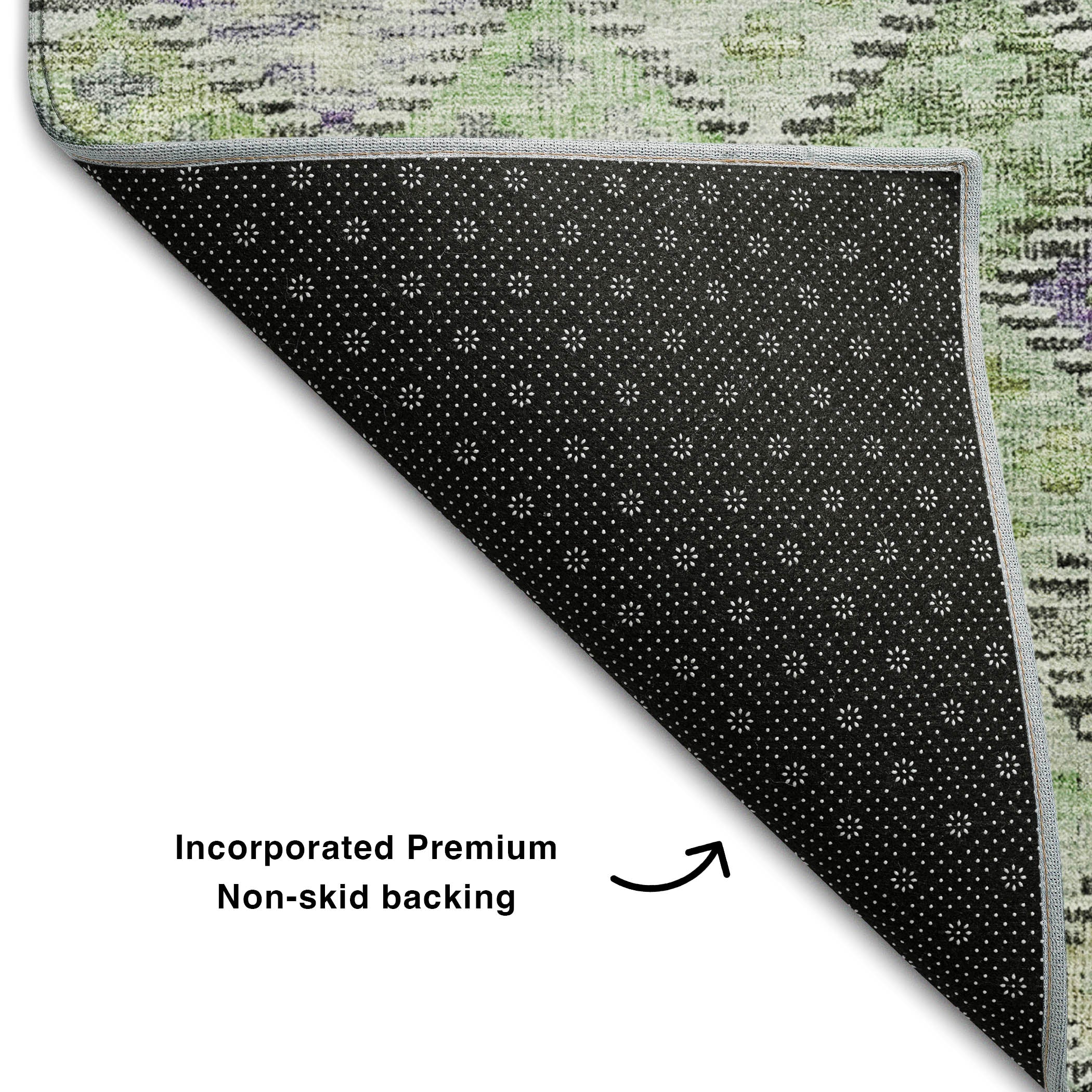 Antigua Machine Washable Transitional Green Rug 1'8" x 2'6" #shape_Rectangle