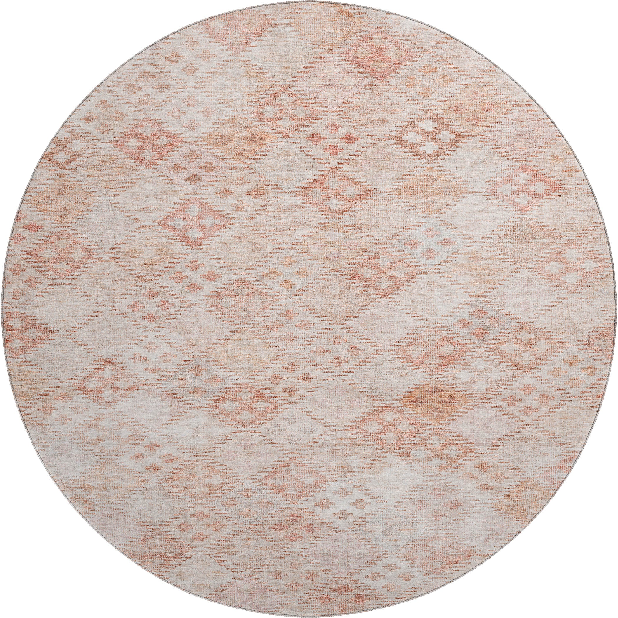 Antigua Machine Washable Transitional Pink Rug 8' x 8' #shape_Round