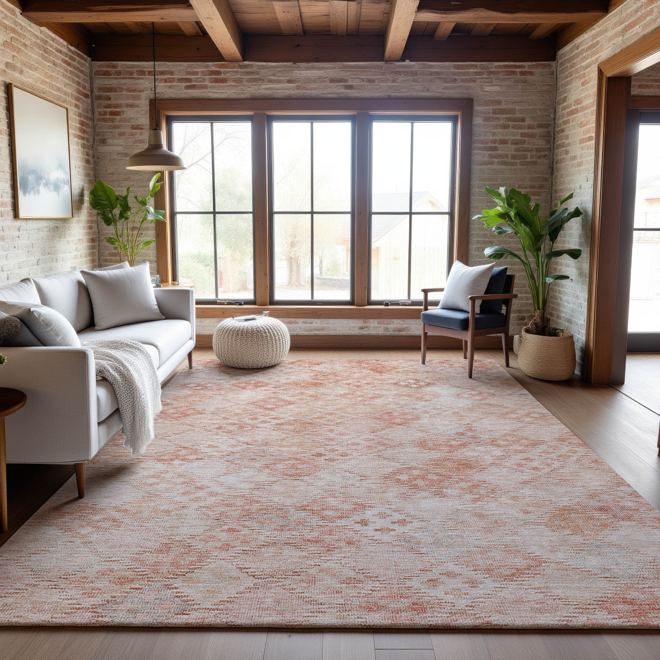 Antigua Machine Washable Transitional Pink Rug 2'6" x 3'10" #shape_Rectangle