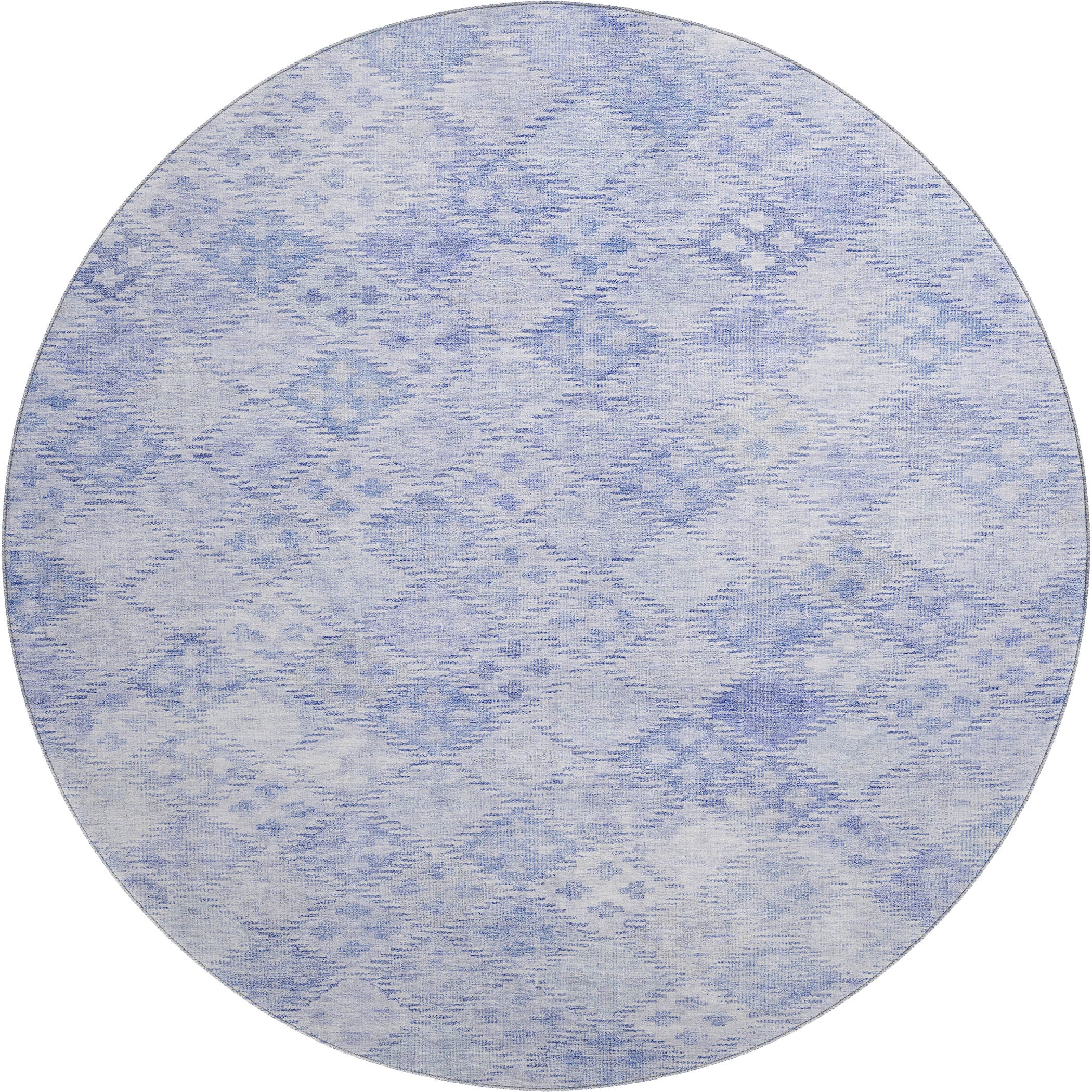 Antigua Machine Washable Transitional Sky Blue Rug 8' x 8' #shape_Round