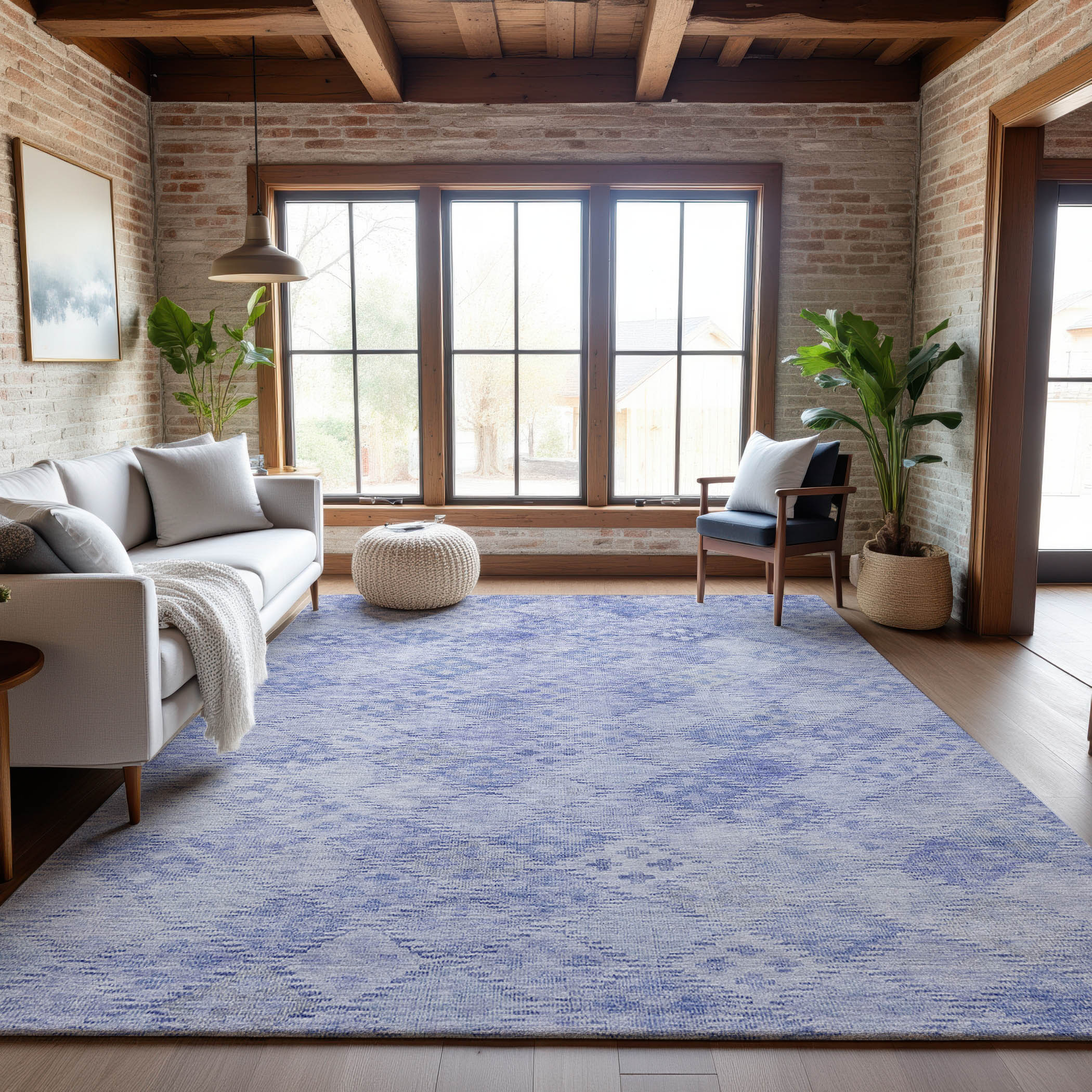 Antigua Machine Washable Transitional Sky Blue Rug 2'6" x 3'10" #shape_Rectangle