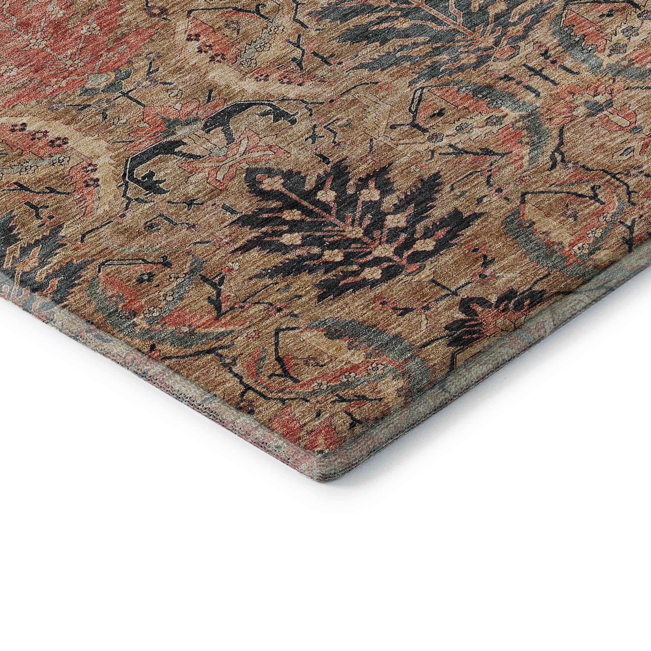 Siena Machine Washable Transitional Khaki Brown Rug 1'8" x 2'6" #shape_Rectangle