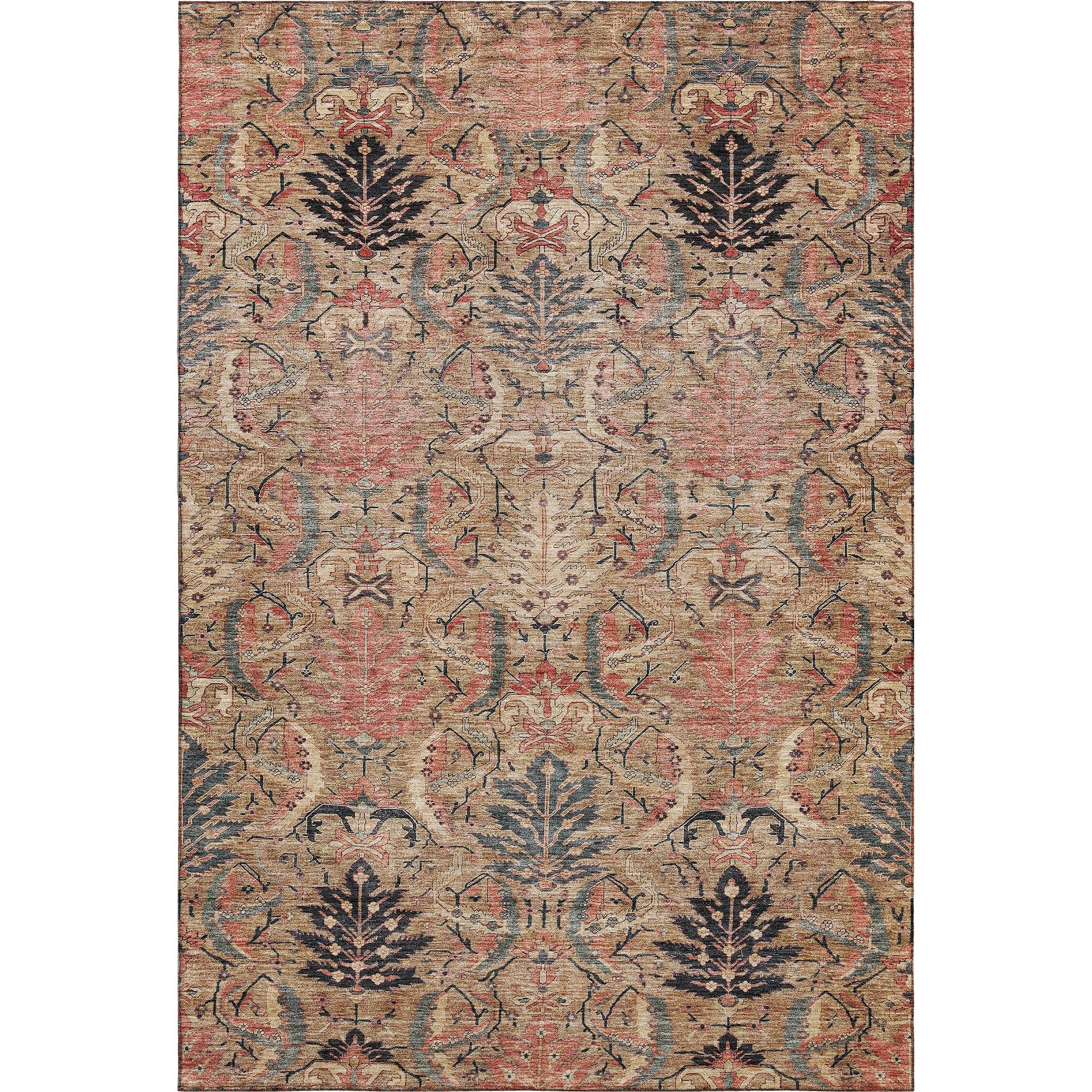 Siena Machine Washable Transitional Khaki Brown Rug 2'6" x 3'10" #shape_Rectangle