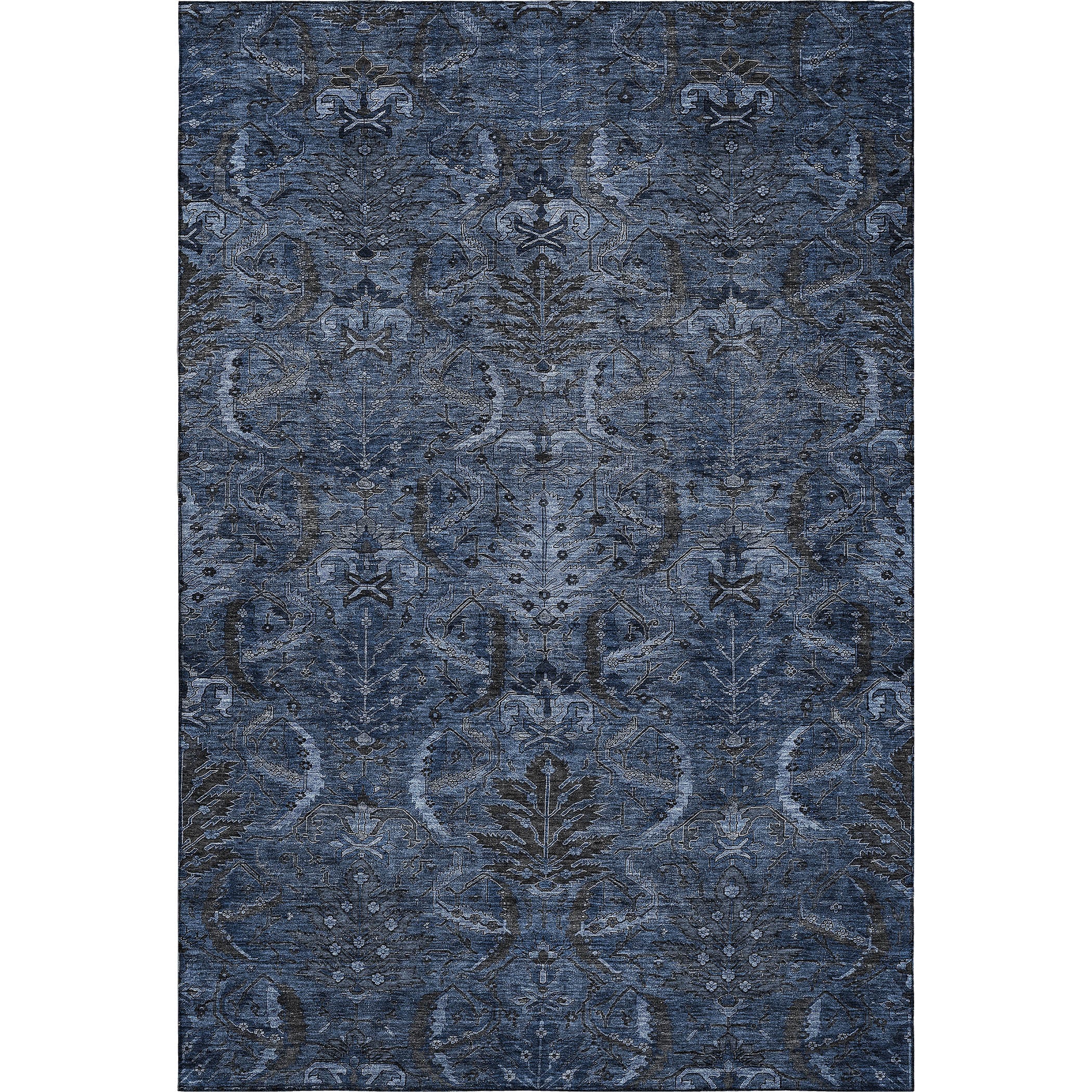 Siena Machine Washable Transitional Navy Blue Rug 2'6" x 3'10" #shape_Rectangle